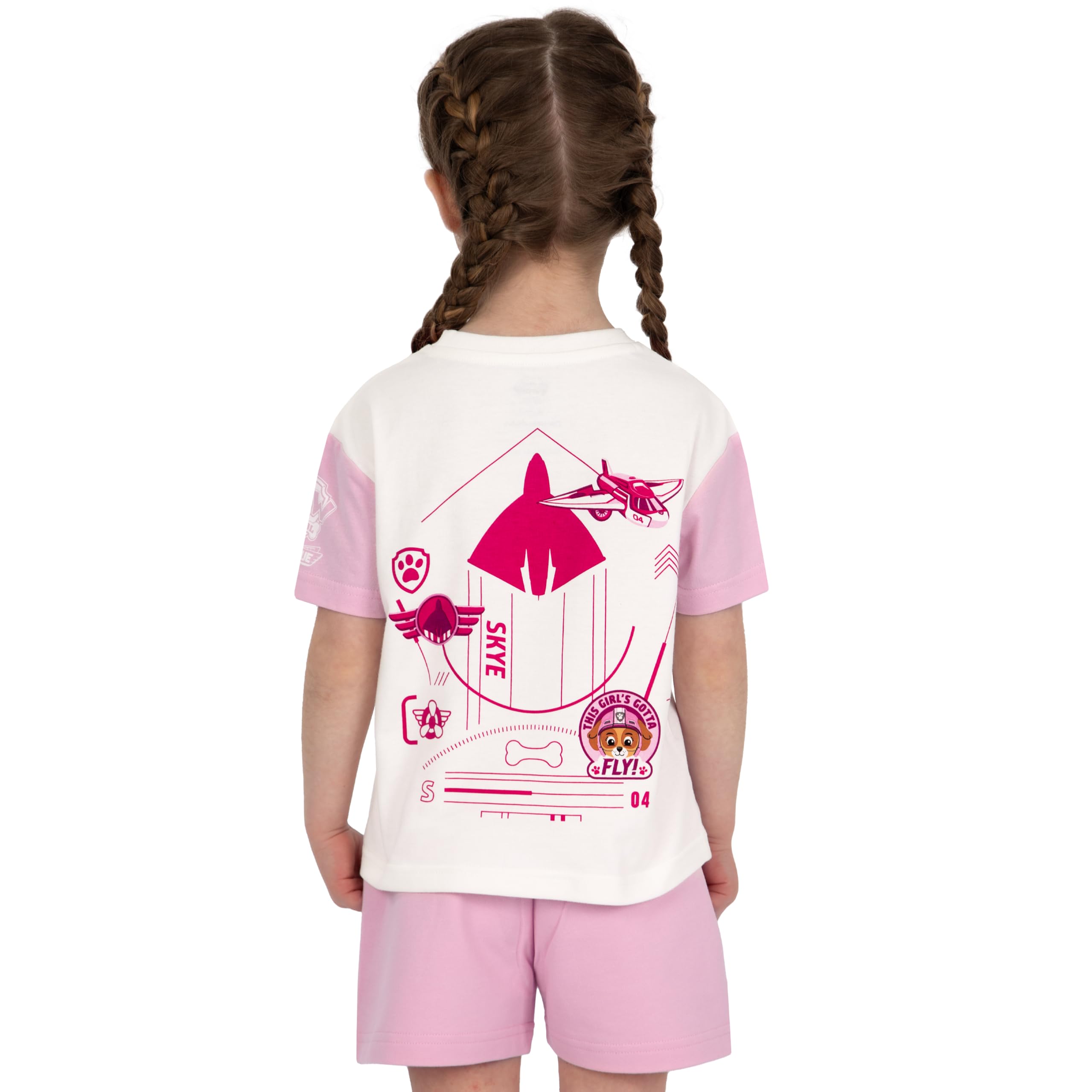 PAW Patrol T-Shirt I Szorty Dla Dziewczynek | Ubranka Skye Dla Dzieci | Bawełniany T-Shirt Skye I Szorty Dla Dziewczynek