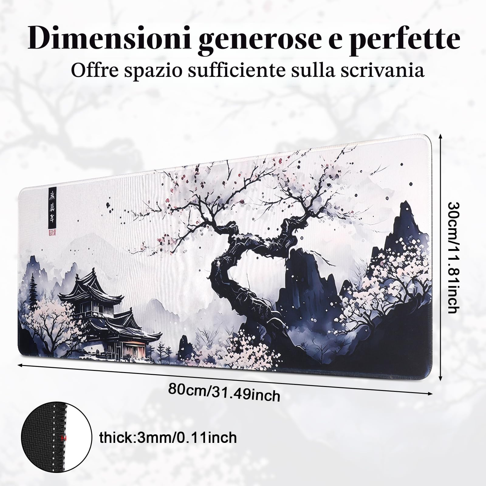 Mousepad XXL Gaming 800x300mm z Gumową Podkładką Antypoślizgową Bordi Cuciti