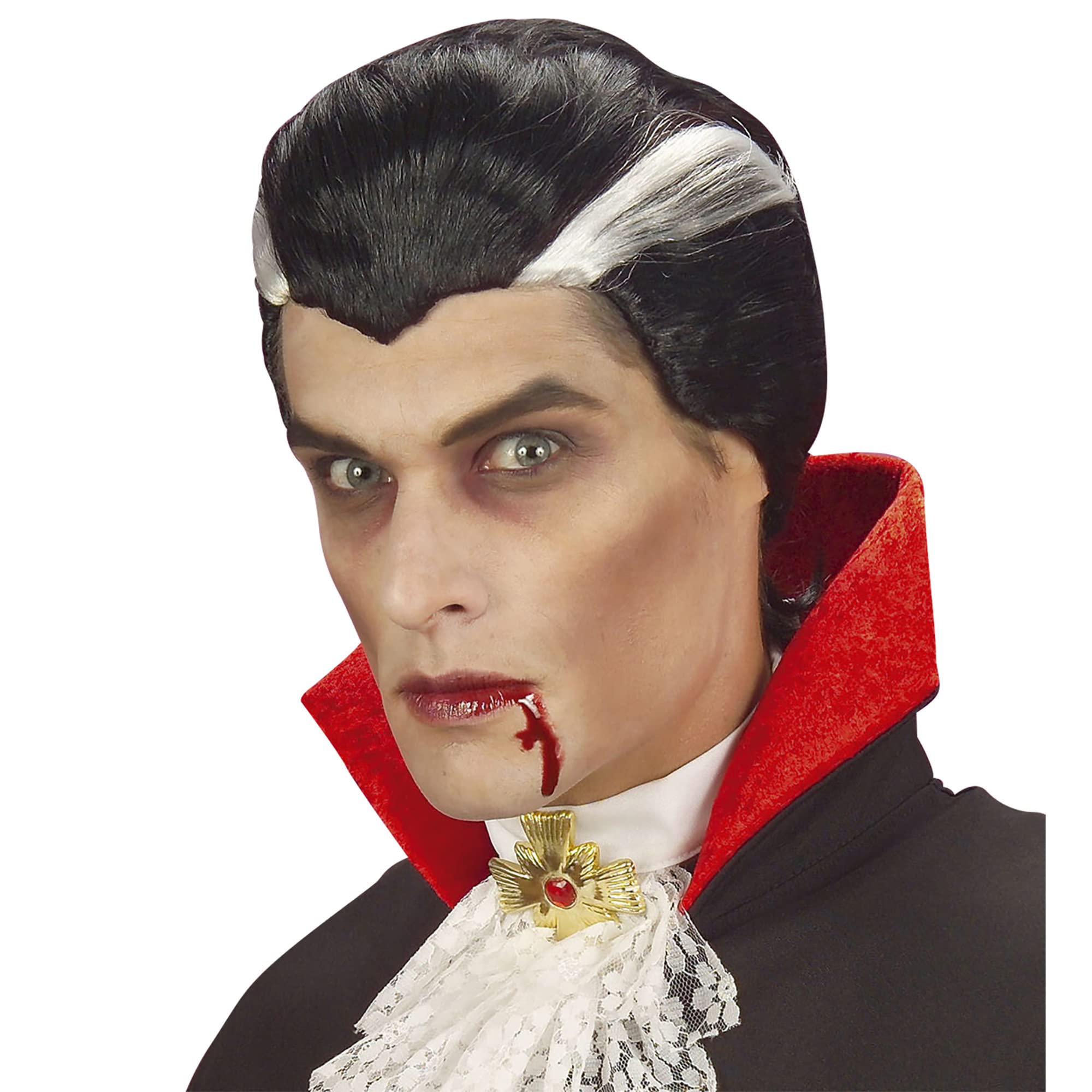 Widmann 6344D - peruka Dracula, szaro-czarna, peruka z krótkimi włosami, impreza tematyczna, karnawał