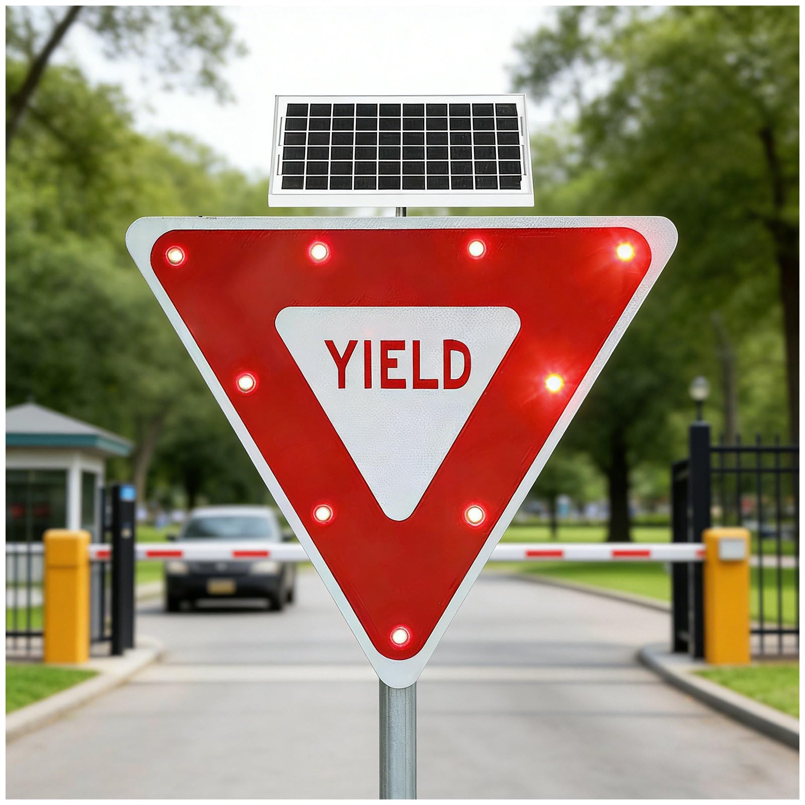 Cielobloen Multicolor Aluminum Yield Road Warning Signs, Triangle Flashing Led Crossing Sign, 24"/28" Aluminum Traffic Intersection Signs– 100K Hr Leds, Ip65, For Road Driveway Outdoor 24"