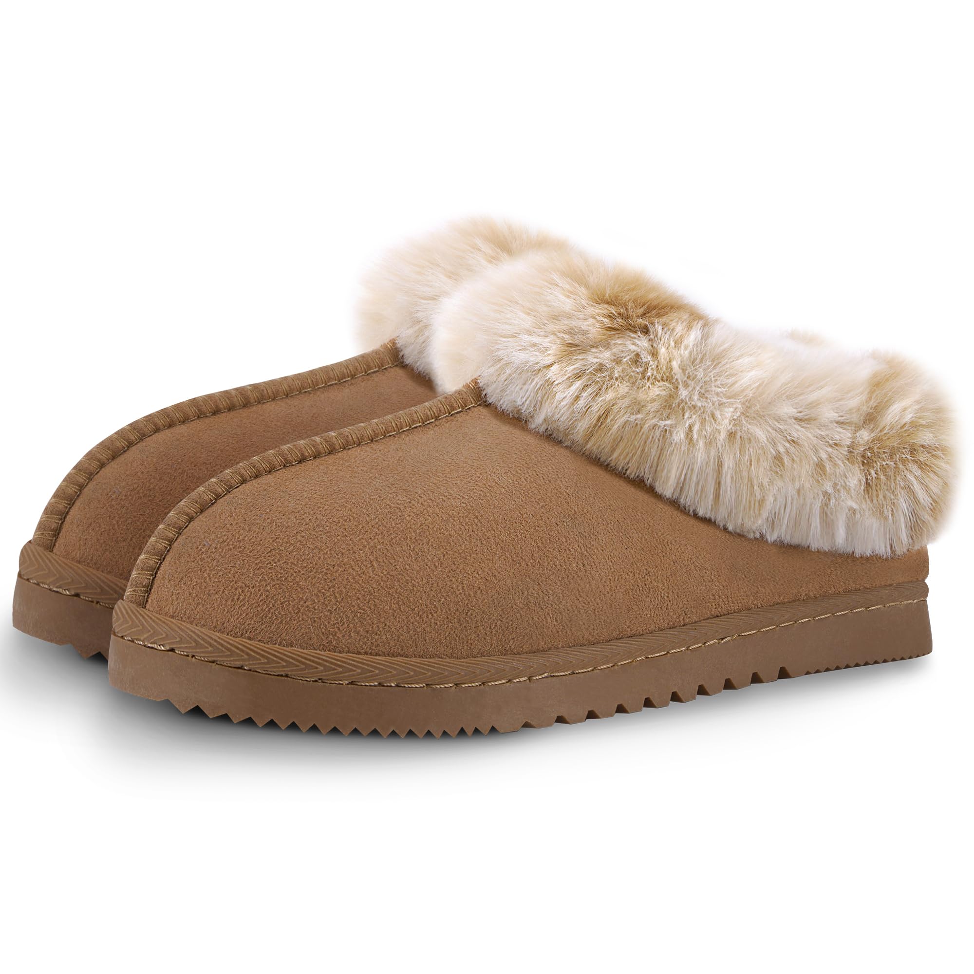 UBXRIN Womens Fuzzy Memory Foam Slippers Boots Cozy Faux Fur House Shoes Indoor Outdoor Rubber Sole Anti-Skid