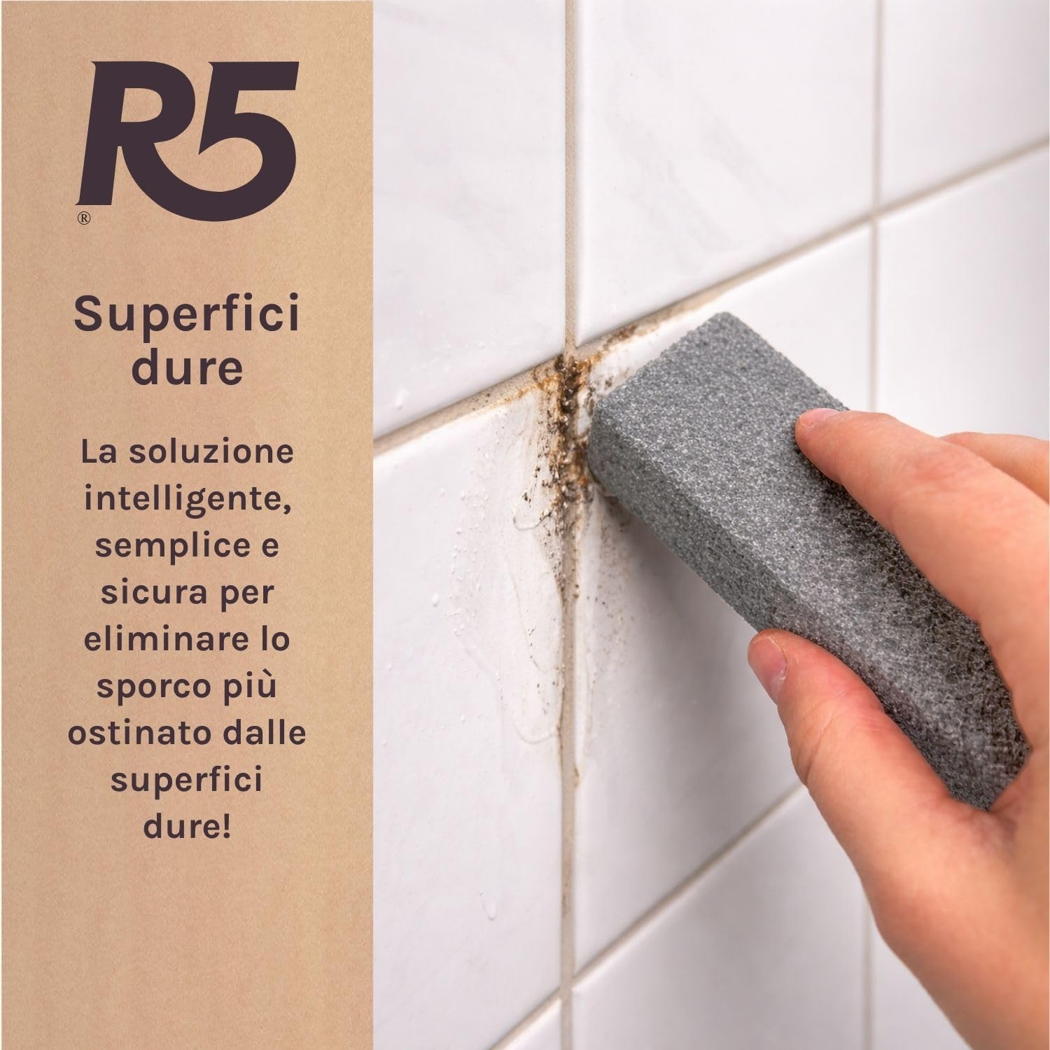 R5, Multipack Pietre Pulenti in Vetro Riciclato, Kit Pulizia Casa Completo, 1 x Superfici Dure, 1 x WC e Sanitari, 1 x Griglie, Piastre, Padelle e Utensili, Eco-Sostenibile, Made in Italy