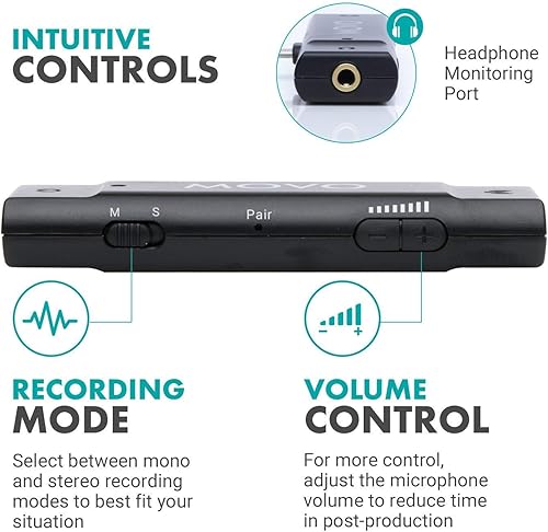 Miniatura 4 de Movo Edge-UC-Duo - Sistema de micrófono inalámbrico Lavalier, compatible con USB tipo C, micrófonos de solapa omnidireccionales, selección de doble