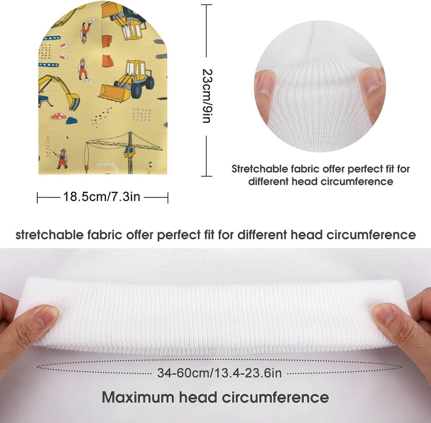 Multicolor Construction Trucks Tractors Kids Beanie Hat for for Girls Boys Children Cap Winter Knitted Chemo Cancer Headwear Accessories Gifts Decoration - Image 2