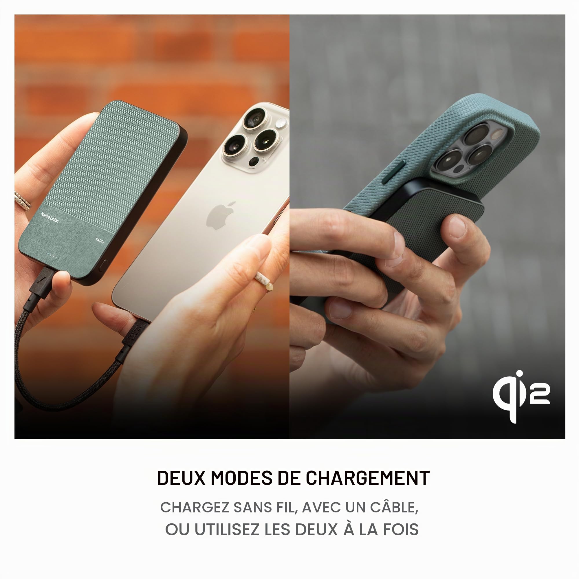 Native Union (Re) Classic Power Bank | Magnétique 5000 mAh Qi2 MagSafe 15W – Batterie Externe avec Câble USB‑C – Compatible iPhone Air, 17, 17 Pro, 17 Pro Max, 17e, AirPods Pro 3 (Bleu Marine)
