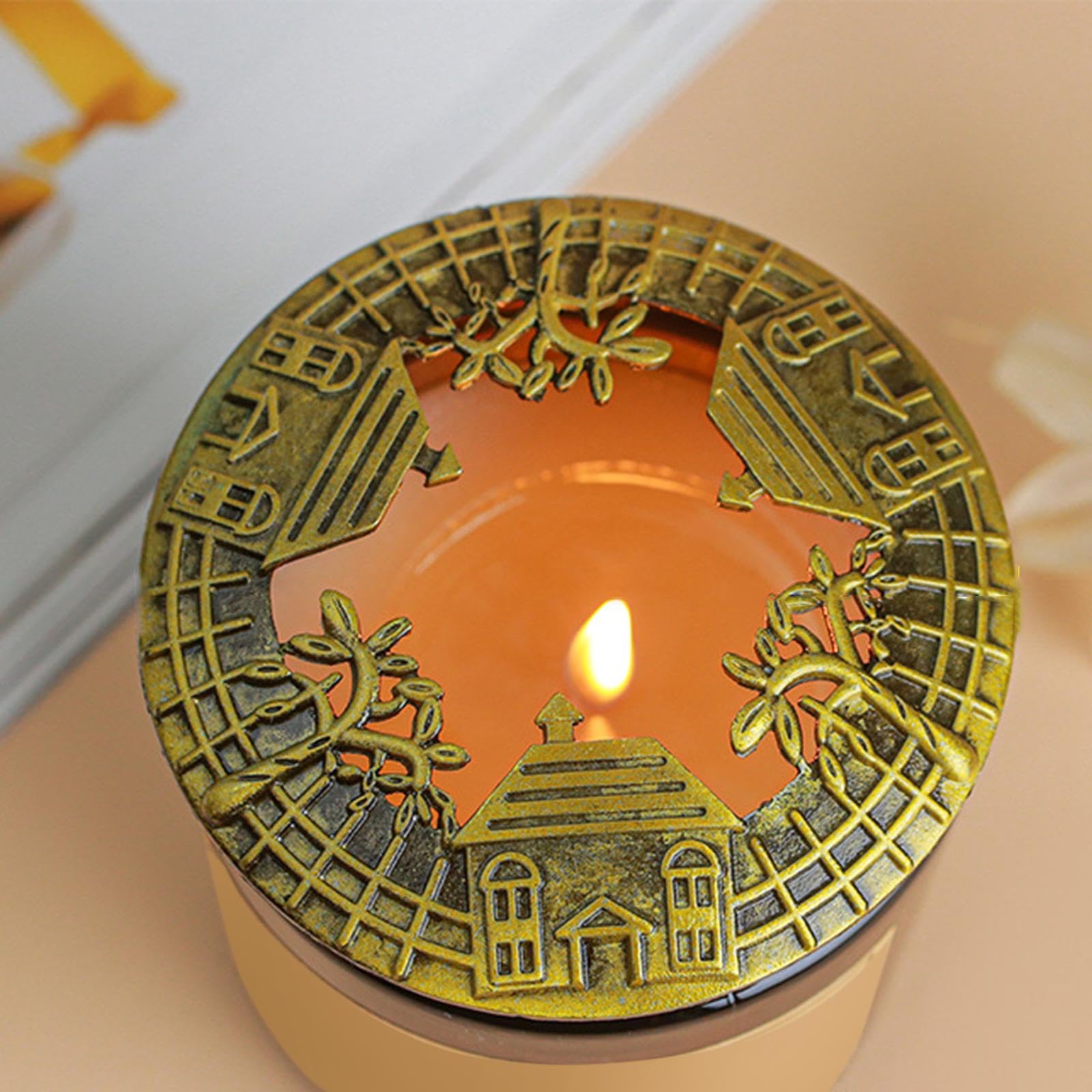 6x Copricandele per Barattolo, Paralume per Candela, Combustione Uniforme, Lega, Vintage, Professionale, Decorativo, per Candele Profumate, Copricande, 6 pezzi