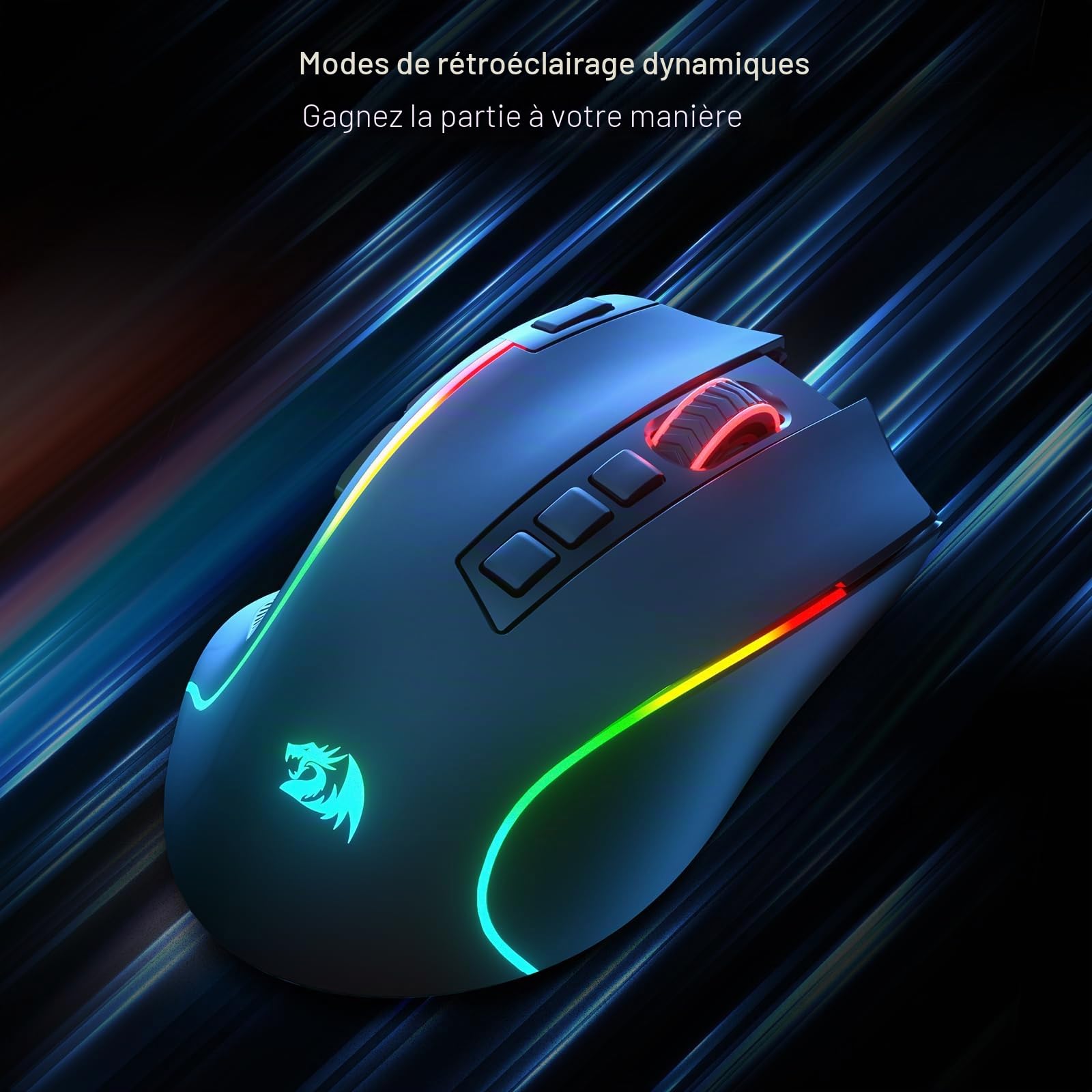 Redragon M612 Pro Souris sans Fil 8000 DPI 9 Boutons BT/2.4G