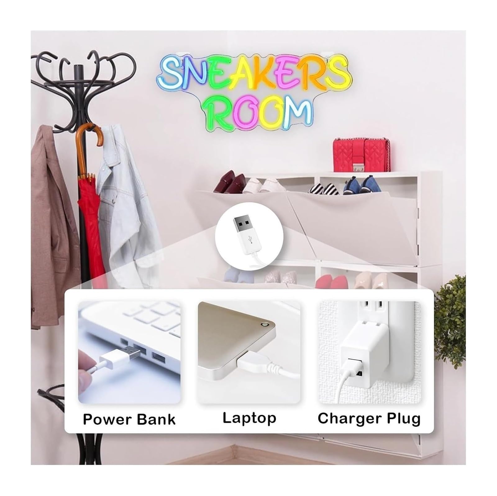 Ideas creativas para regalos con letreros de neón Lámpara de pared LED con diseño zapatillas y letreros neón para decoración interiores