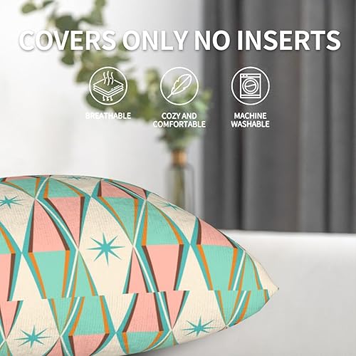 Miniatura 4 de Juego de 2 fundas de almohada de mediados de siglo de 18 x 18 pulgadas, fundas de cojín decorativas para sofá, dormitorio, sala de estar al aire