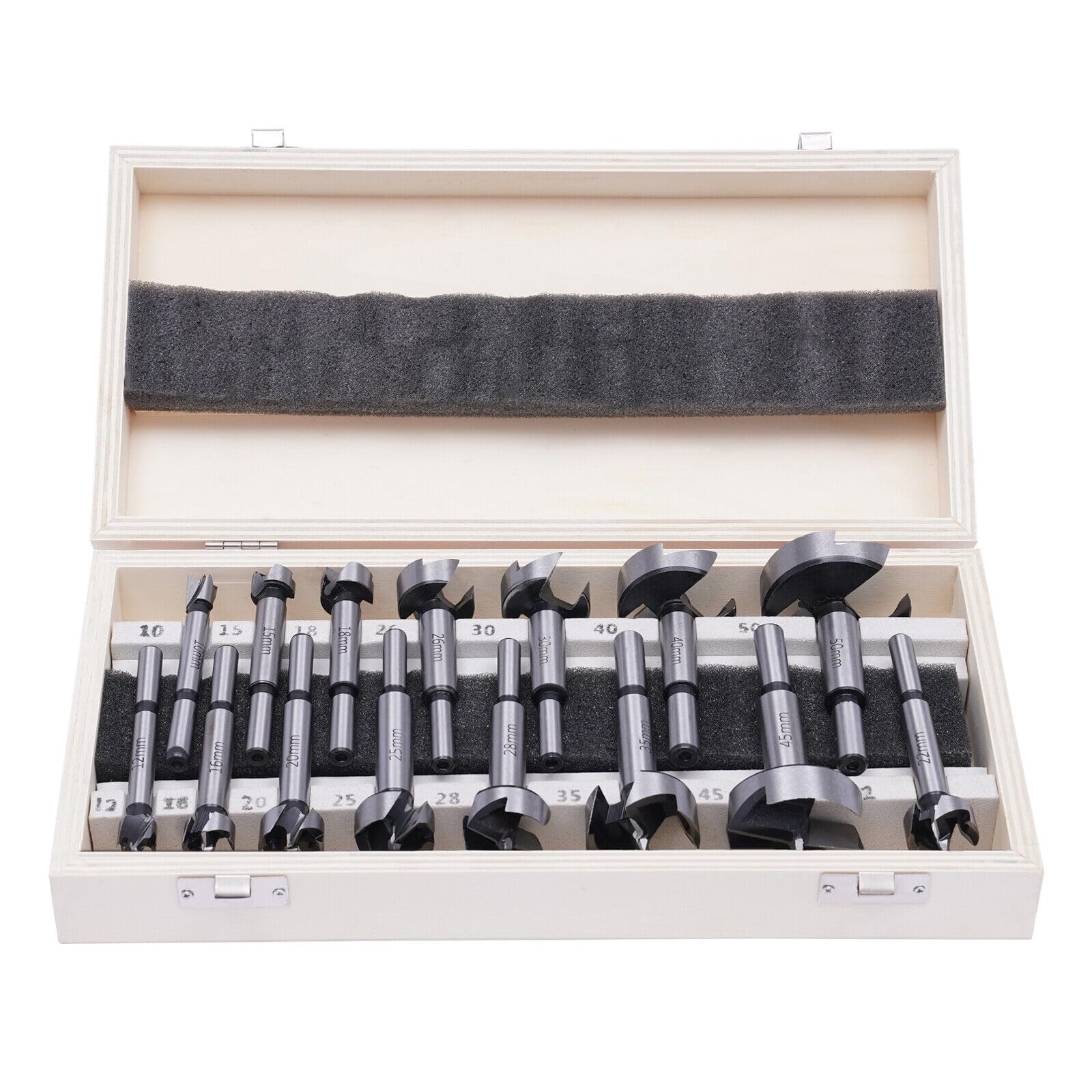 Lot de 15 forets Forstner de 10 à 50 mm avec butée de profondeur, charnière pour le travail du bois, meubles, porte, perçage
