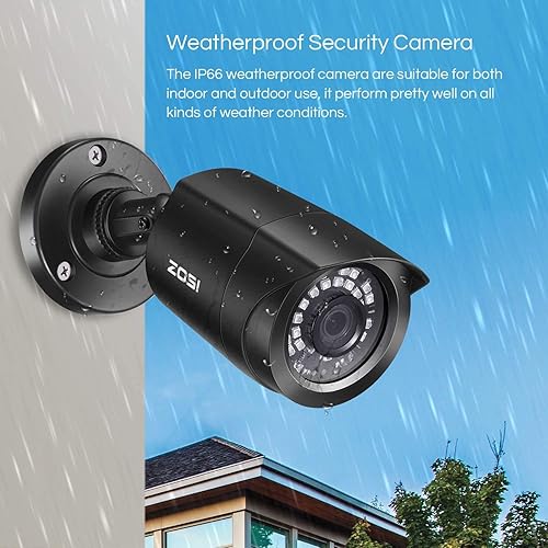 Miniatura 6 de ZOSI Paquete de 4 1080P 2.0MP para interiores y exteriores de 0.142 in, 24 unidades, lente infrarroja infrarroja, CCTV, cámara de seguridad de corte