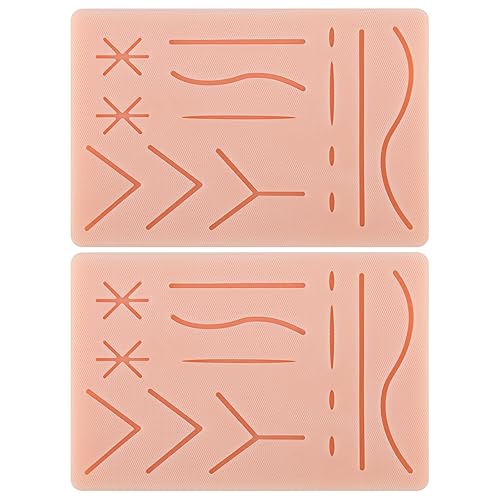 Ultrassist Almohadilla de práctica de sutura duradera (2 almohadillas) para estudiantes de medicina y veterinaria, almohadilla de sutura incluye 14