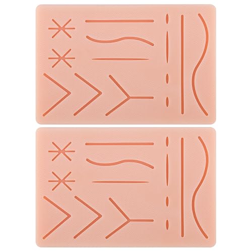 Ultrassist Suture Pad, 2-Pack Silicone Suture Practice Pads with 14 Wounds | Two Reusable 3-Layer Silicone Pads with Tear-Resistant Mesh and 14 Pre-Cut Wounds Each for Repeated Practice