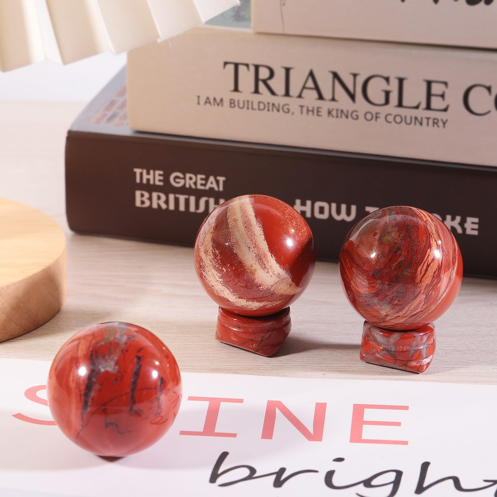 KYEYGWO 4cm Natural Red Jasper Ball Decor with Gemstone Stand - Image 4