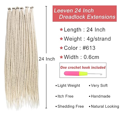 Miniatura 173 de Leeven Extensiones de rastas grises de 40 hebras, de 18 pulgadas, hechas a mano, suaves, de 0.2 in de ancho, extensiones de cabello sintético