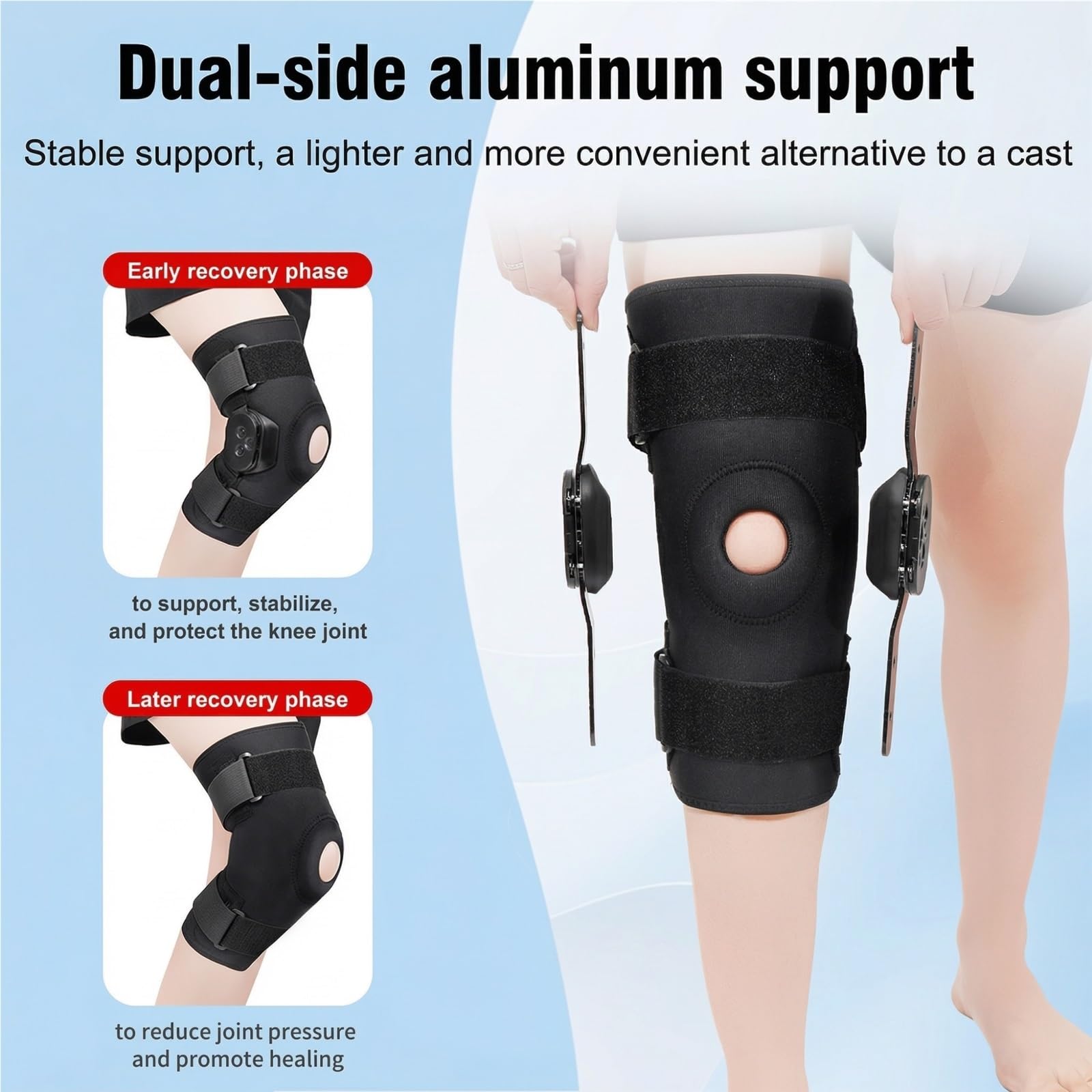 Kniebandage mit Gelenkschienen Kniestütze zur Stabilisierung bei Meniskusriss Kreuzbandriss ACL Entlastung Knieschoner Verstellbar Kniegelenkbandage für Sport Wandern Laufen HerrenDamen(XL)