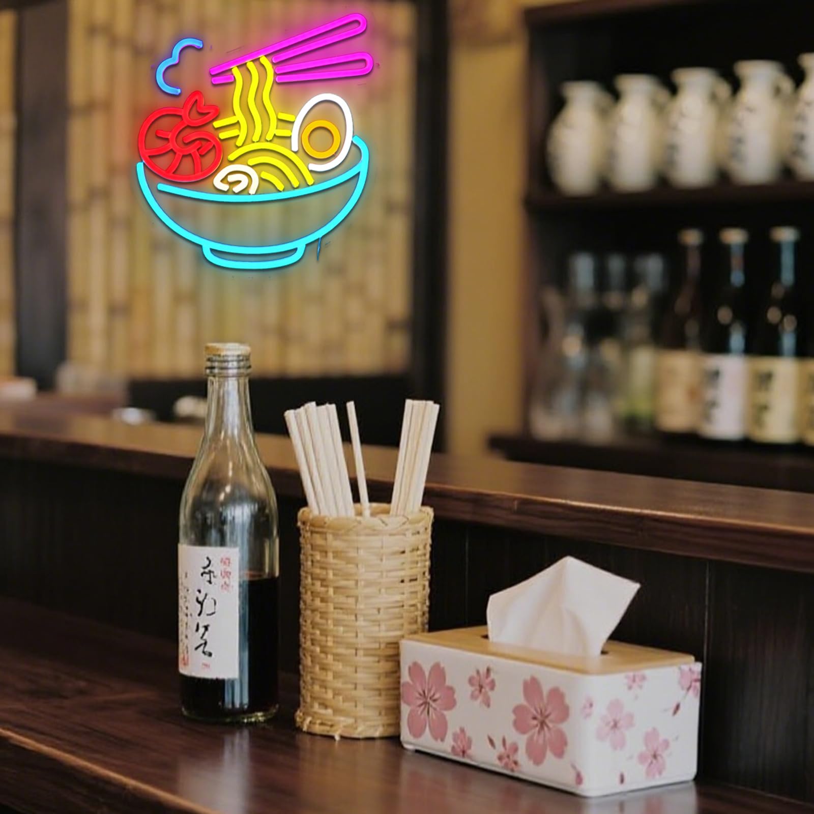 Ramen Neon Schild Bunt Led Neonschild Wand Noodles Neon Sign USB Nudeln Led Schild für Resturant Ramen-Laden Küche Snack-Bar Wohn-Esszimmer Brunch Party Home Store Geschenke