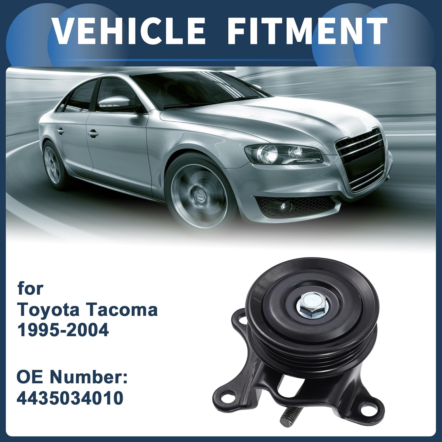 Belt Tensioner Drive Belt Tensioner Pulley Assembly for Toyota Tacoma 1995-2004 2.4L L4 Gas, 2.7L L4 Gas No.4435034010 Metal 1 Pc