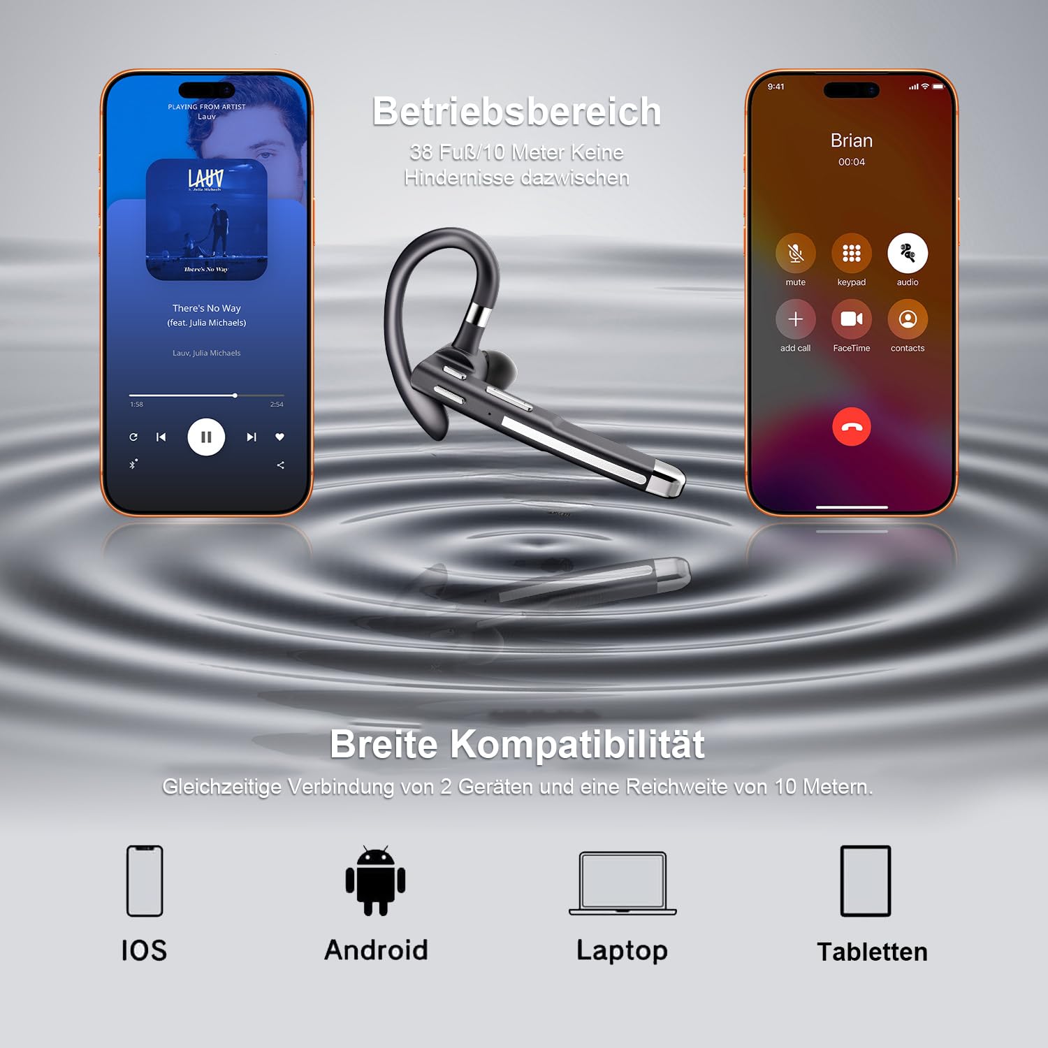 Auriculares Bluetooth 5. 4 CVC8.0 con cancelación de ruido, auriculares inalámbricos de 100 horas, con doble micrófono, caja de carga LED, conexión de dos dispositivos, manos libres, auriculares para