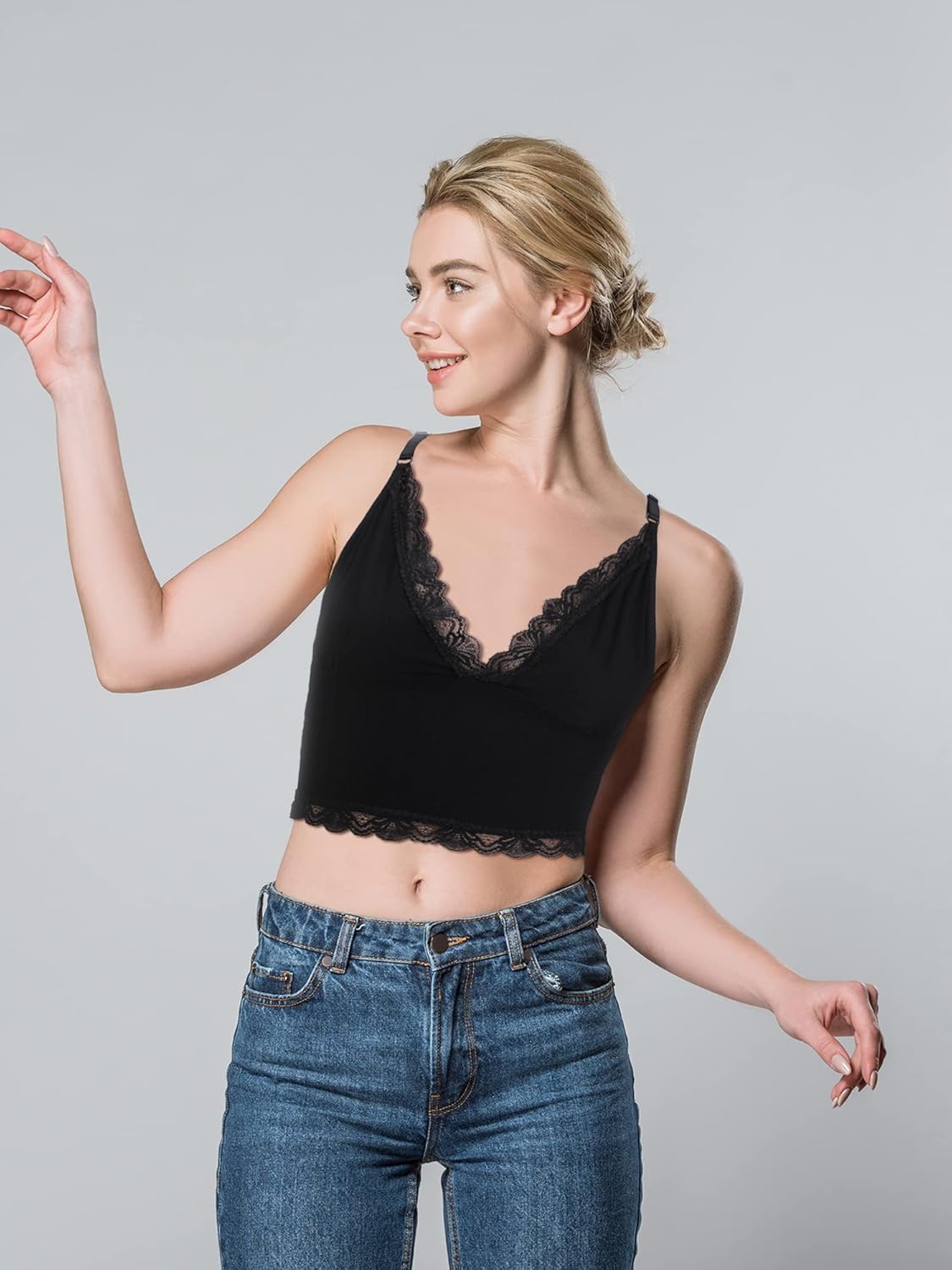 4 Pcs Women's Sleeveless Cami Crop Top Camisole Lace Trim V Neck Spaghetti Strap Tank Tops for Women Girl Ribbed Rave Clothes - Image 4