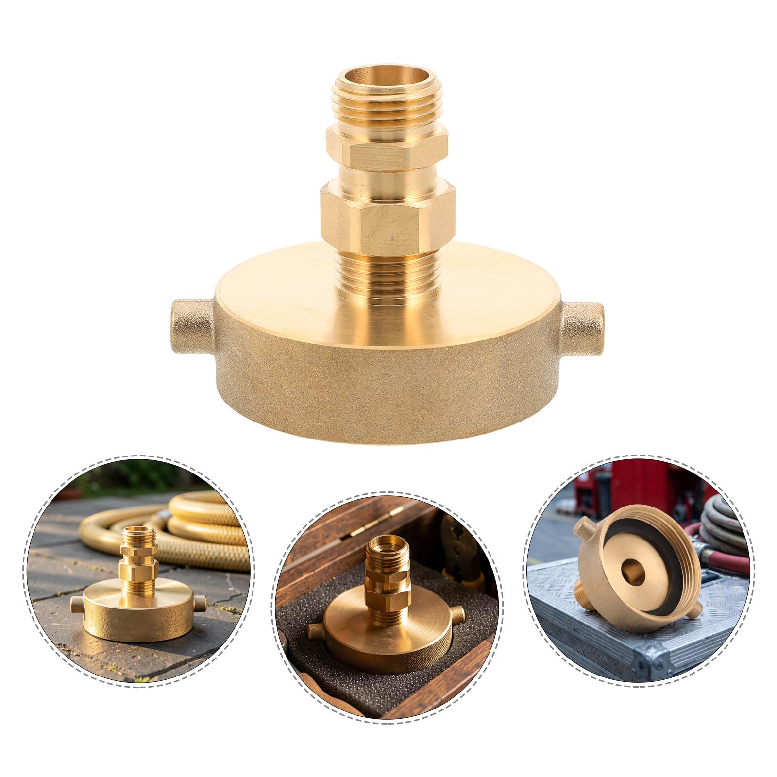 Adattatore per Manichette Antincendio in Ottone 2-1/2" | Filettatura Ght Maschio da 3/4", Design Pin Lug, Finitura Opaca, Uso Agricolo e Irrigazione