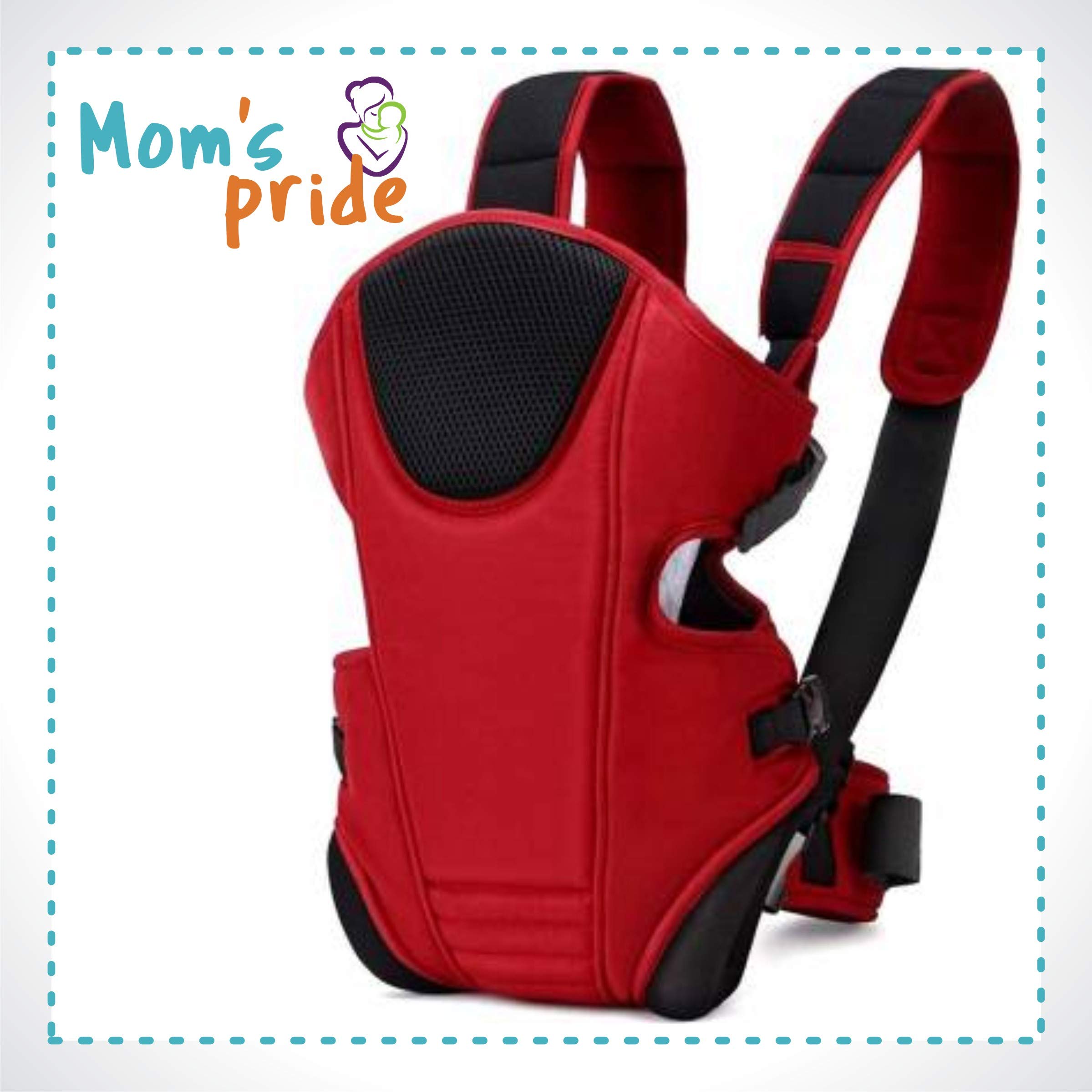 Mom's Pride Infant Baby Carrier Bag For 0 To 3 Year Baby|3 In 1 Baby Carrier|Ergonomic Adjustable Sling Kangaroo Design Baby Carry Bag|Front Position Carrier (Rc),Red - Image 4 thumbnail