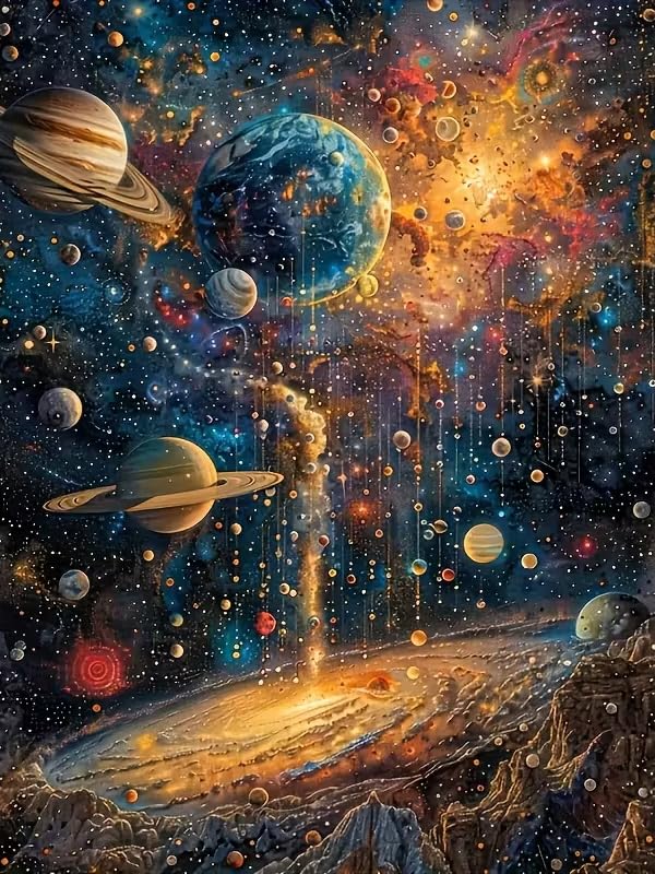 Pintura redonda 5D con imágenes de diamantes del espacio exterior para adultos