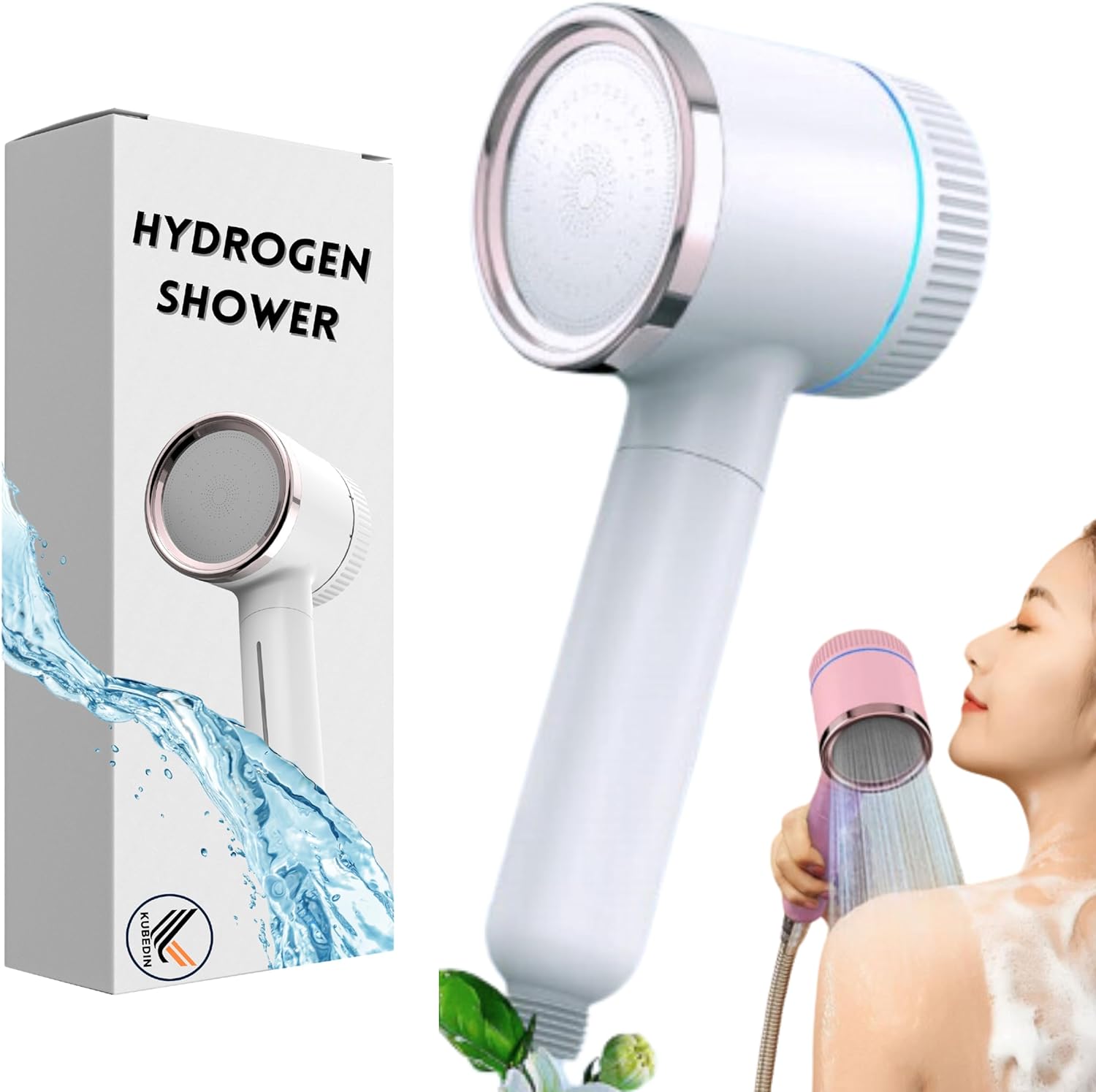 Hydrogen Generator Shower Head – High Pressure Handheld with Vitamin C Filter, Water Softener, Aromatherapy – Removes Chlorine, Hydrates Skin & Hair – 1200ppb Hydrogen