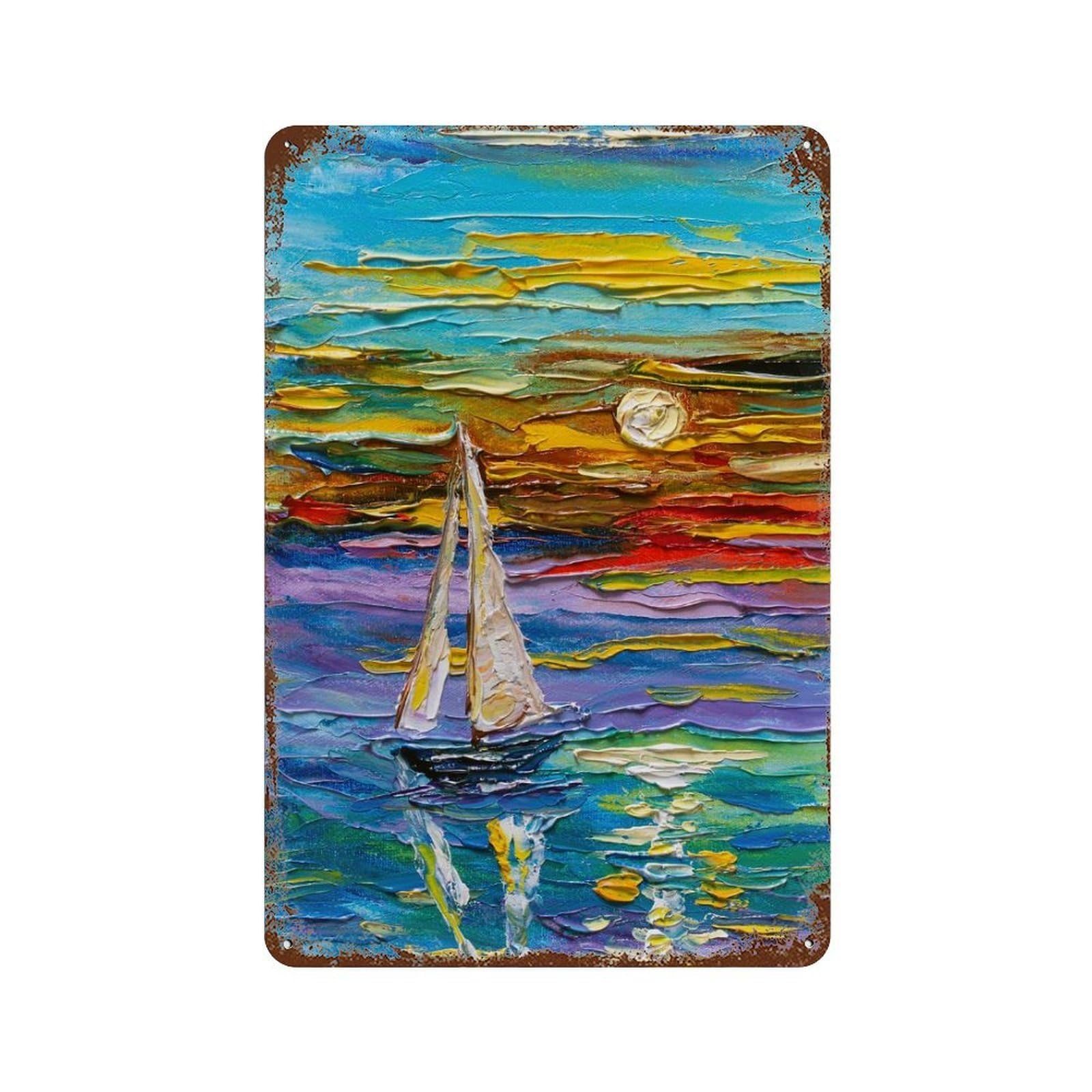 Sea of Colors Decorative Tin Sign 11.8"x7.9", Shabby Chic Decor for Garage, Pub Or Kitchen