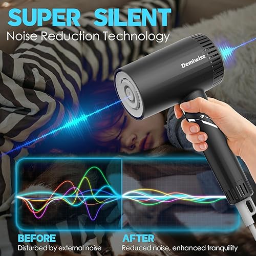 Miniatura 5 de Secador de pelo de alta velocidad de 110000 RPM para cabello rizado, secador icónico de bajo ruido de 1400 W con difusor y boquilla, secado rápido,