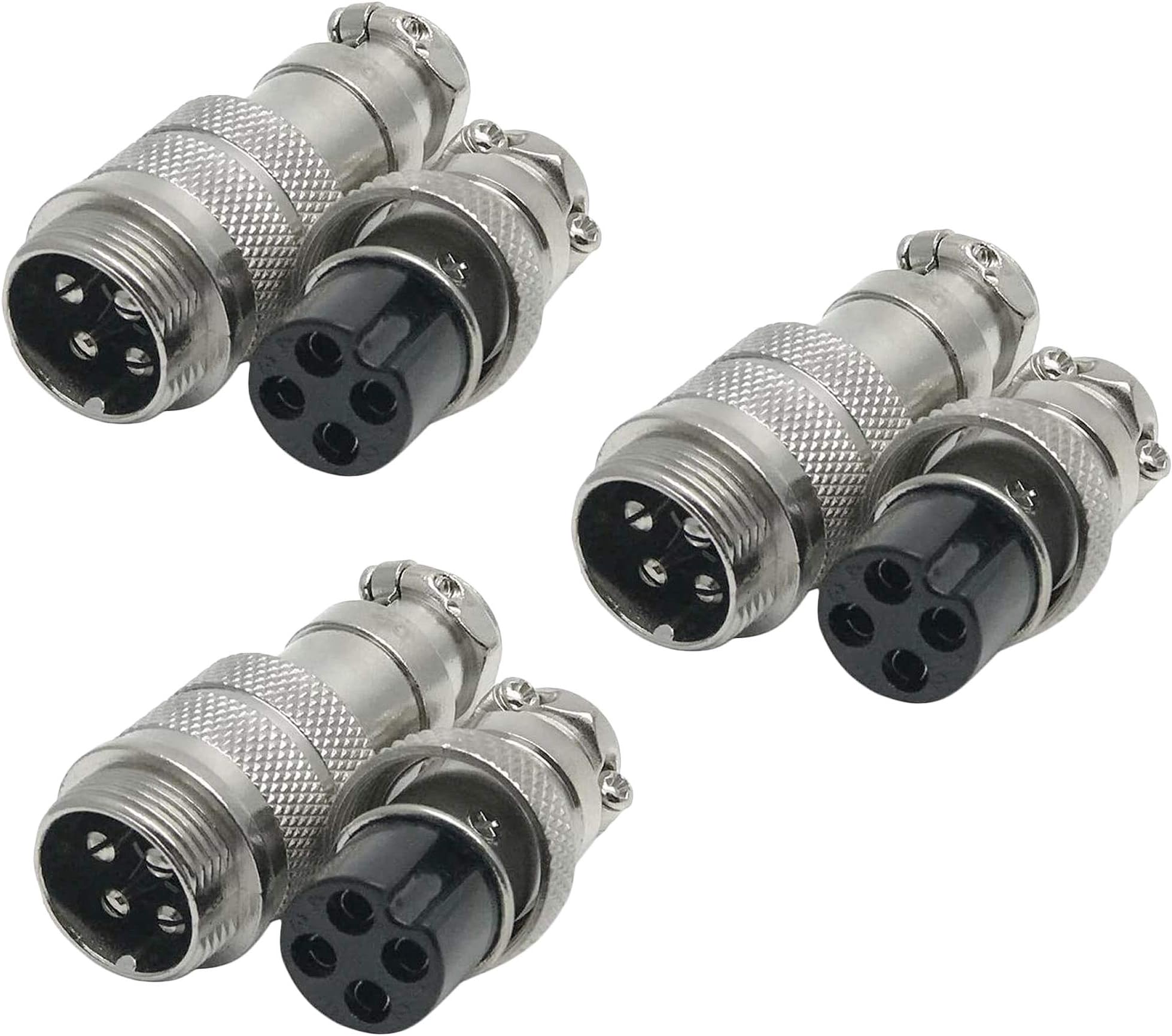 Xiaoyztan 3 Pairs 4-Pin Microphone Male & Female Plugs CB Mic Extension Cable Connectors for CB Radio PC