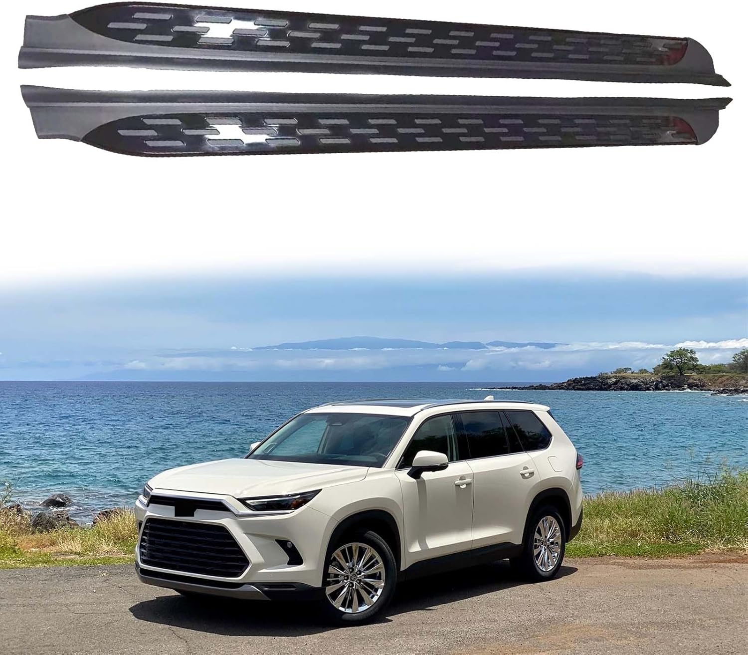 2Pcs Aluminum Running Boards Fit for Toyota Grand Highlander 2024 2025 2026 Fixed Nerf Bars Side Steps with Brackets (80)