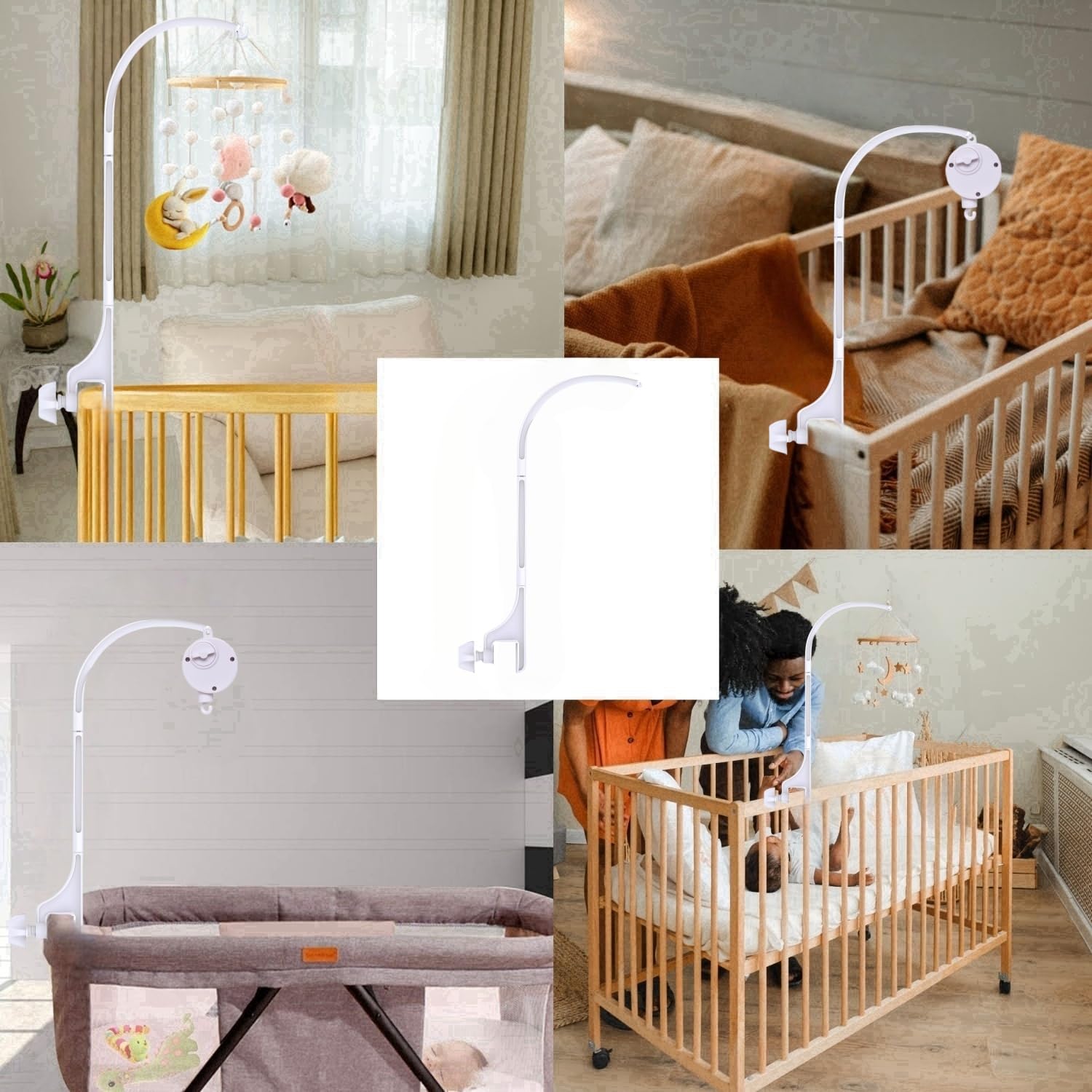 24 inches Crib Mobile Arm Nursery Mobile Arm Baby Mobile Hanger,Mobile arm for Crib,DIY Toy Decoration (with Music Box)