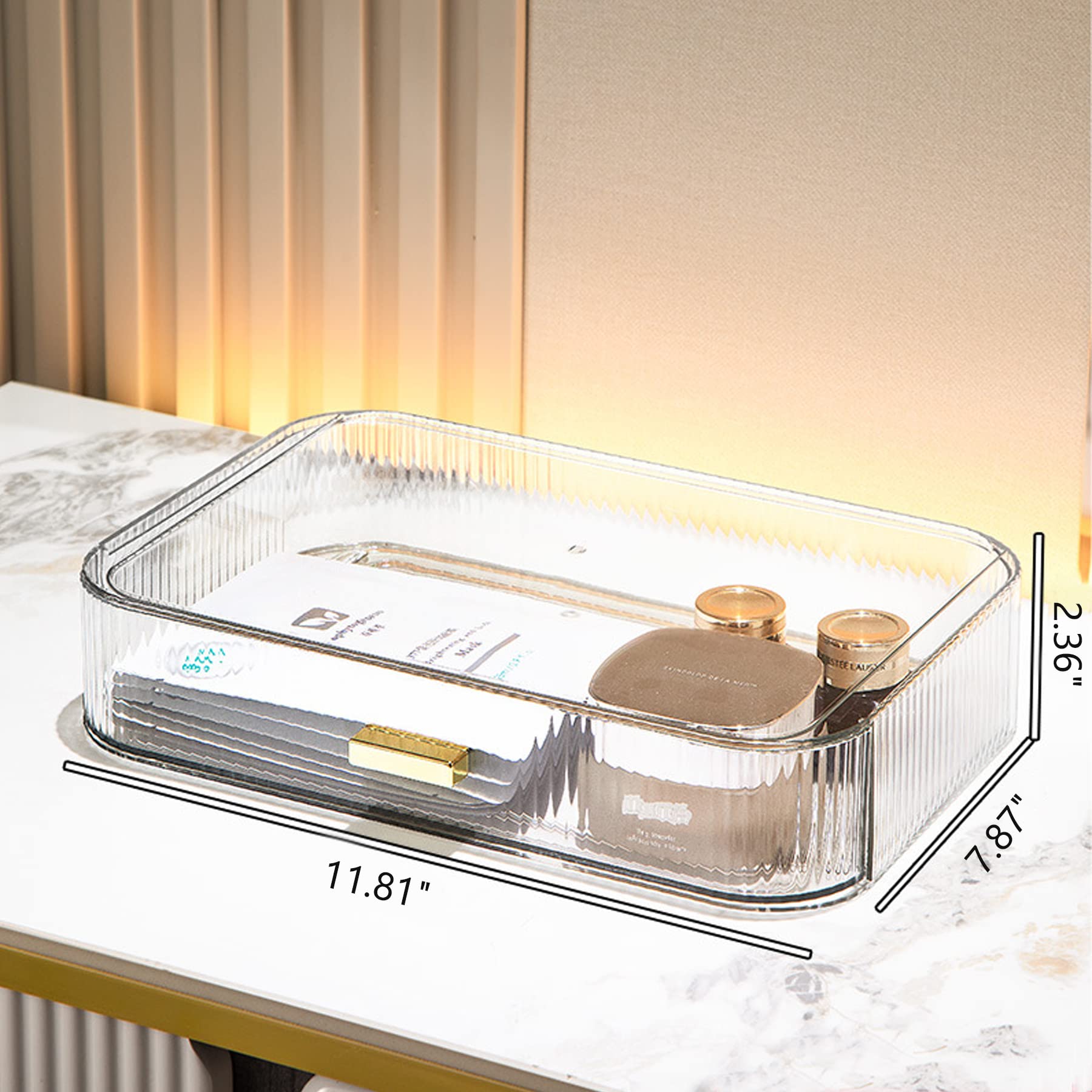 KQJS Make-up-Organizer Mit Schubladen – Großes Fassungsvermögen, Transparent, 36 X 19 X 26 Cm, Für Schminktisch & Bad