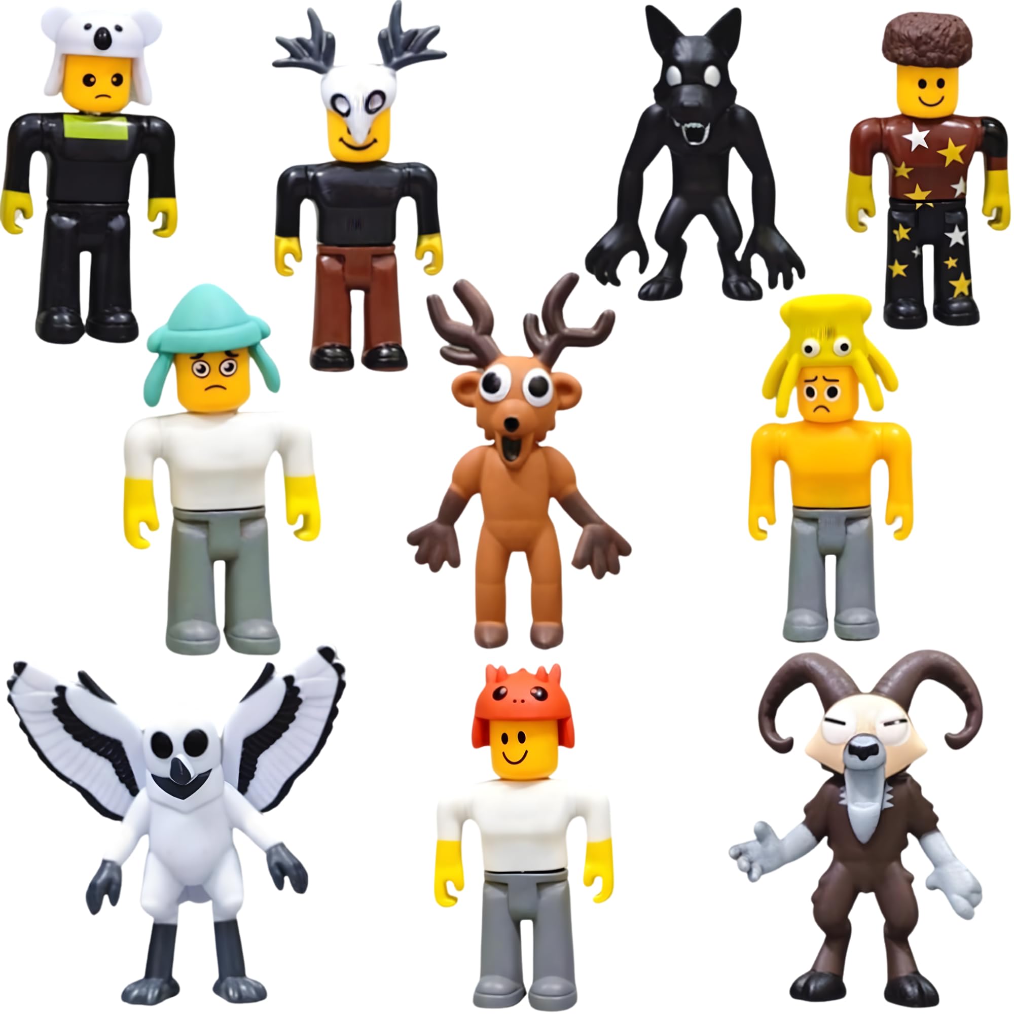 Lemoneon 99 Nights in The Forest Action Figures Toys 10 Pcs - Deer Owl Wolf Ram and Others - Collection for Video Game Fans
