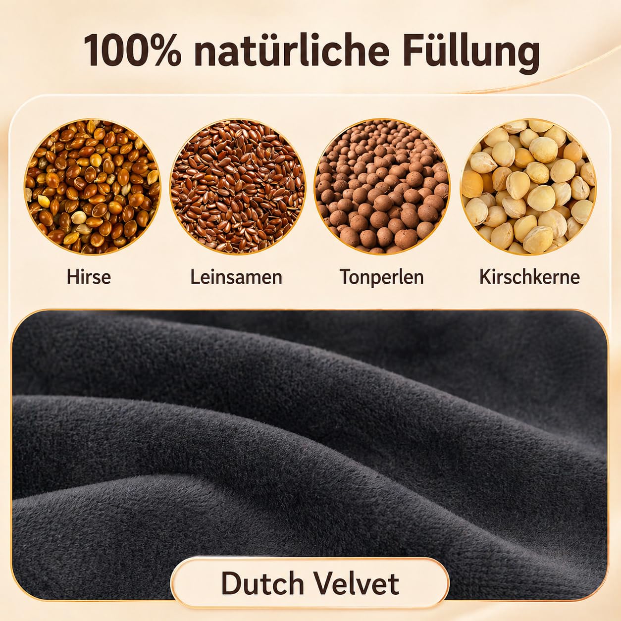 Körnerkissen Nacken, Nacken Wärmekissen mit 100% natürlicher Füllung, Kirschkernkissen Mikrowelle für Wärme-/Kältetherapie, Geschenk für Familie & Freunde (Grau)