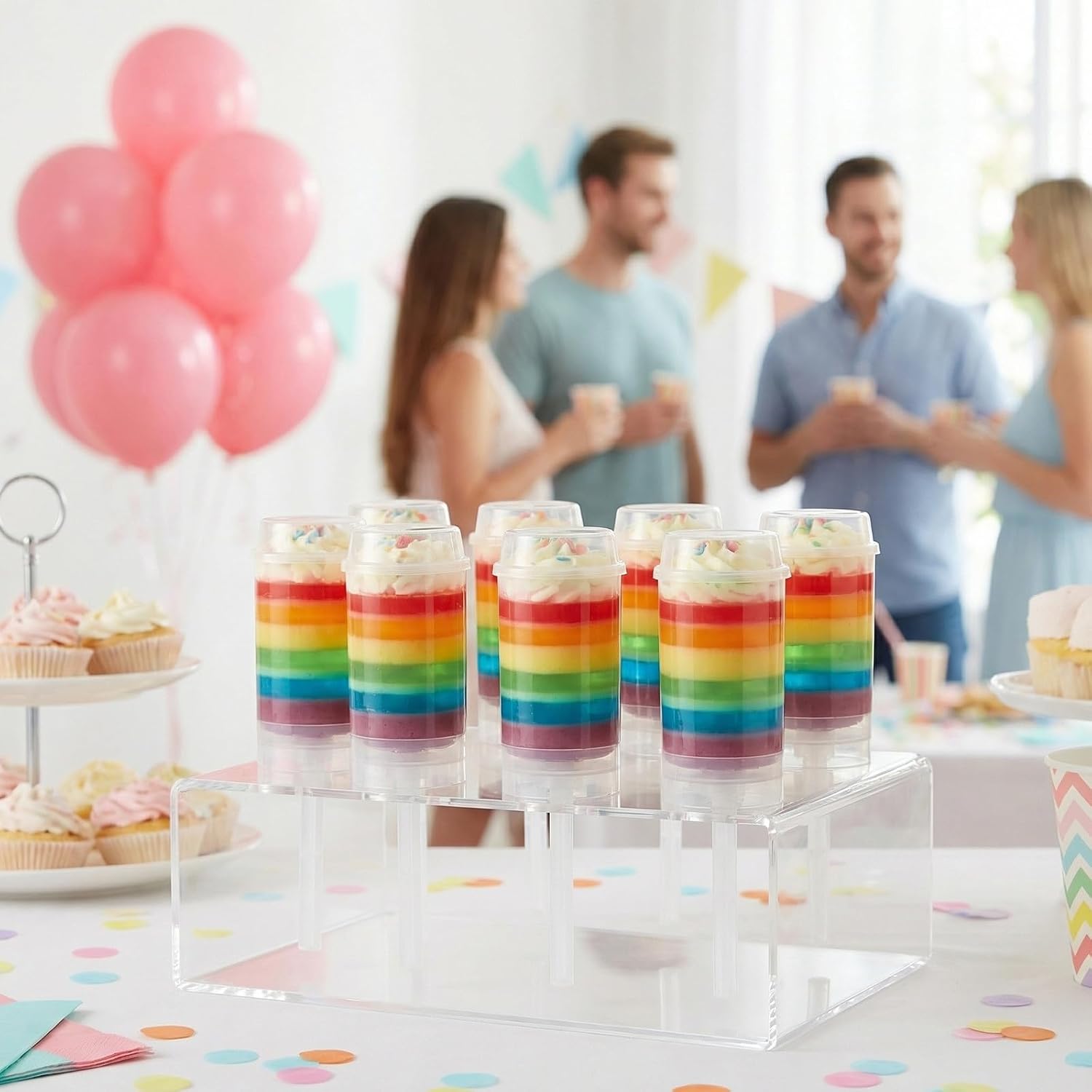 Operitacx 40 Pack Cake Push Pop Containers with Lids, Reusable Plastic Cake Push-up Pop Shooter for Cupcake, Confetti, Homemade Ice Cream,desserts