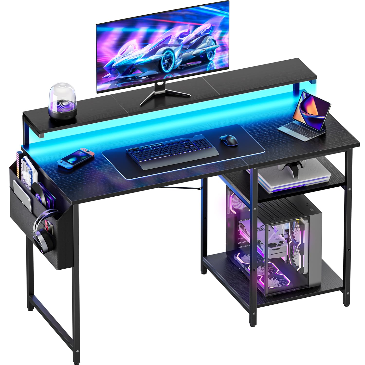 Bureau d'ordinateur avec LED contre le mal de dos en télétravail