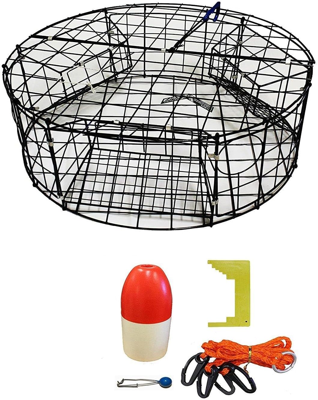 KUFA Stainless Round Crab Trap Accessory Kit (100' Poly Rope with Line Weight, Clipper, Bait Bag 14" Float)