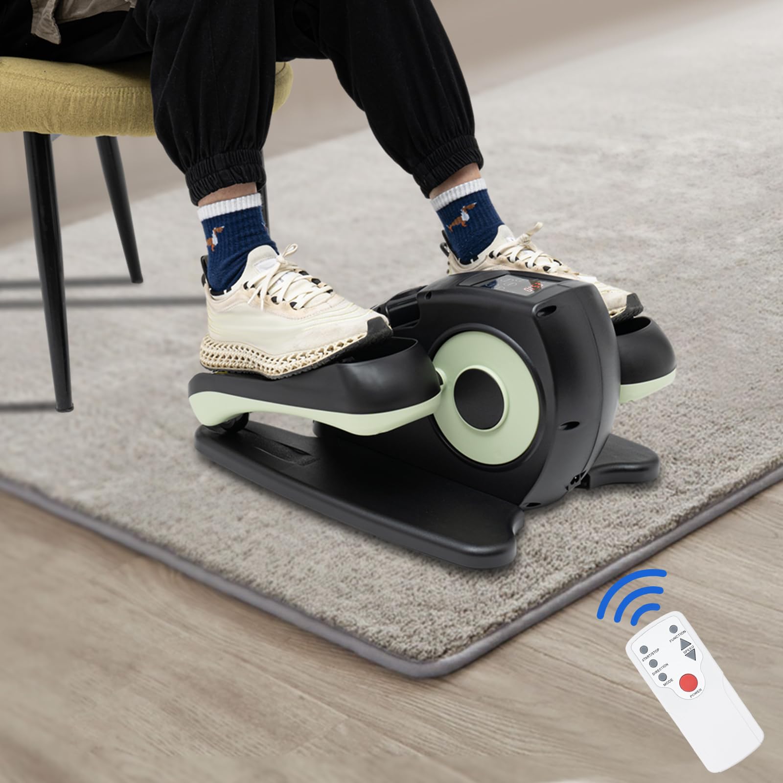 Allenatore Elettrico Per Macchina Ellittica Stepper Fitness Casa Pedaliera Ellittica Con Di Telecomando E Schermo LCD Cyclette Pedaliera Portatile,5 Velocità Regolabili,3 Modalità,Usato Per Casa,Pales