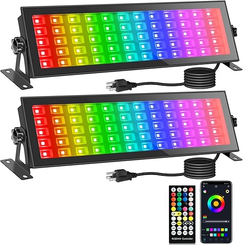 Barra de luz de lavado RGB, luces de escenario RGBCW de 120 W, control inteligente de aplicación impermeable, 60 RGB + 60 blanco + 60 LED blanco