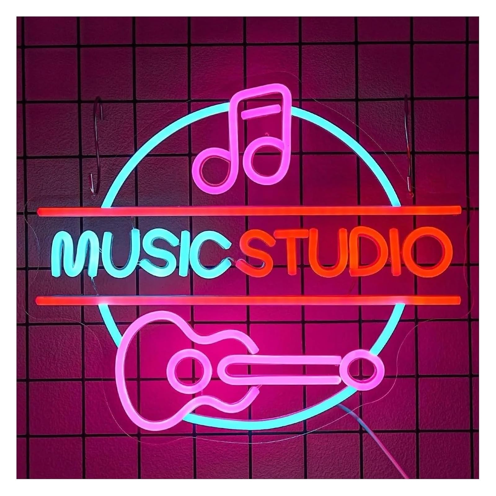 Letrero de neón para estudio música, con alimentación eléctrica, Para ideal para decorar una ventana
