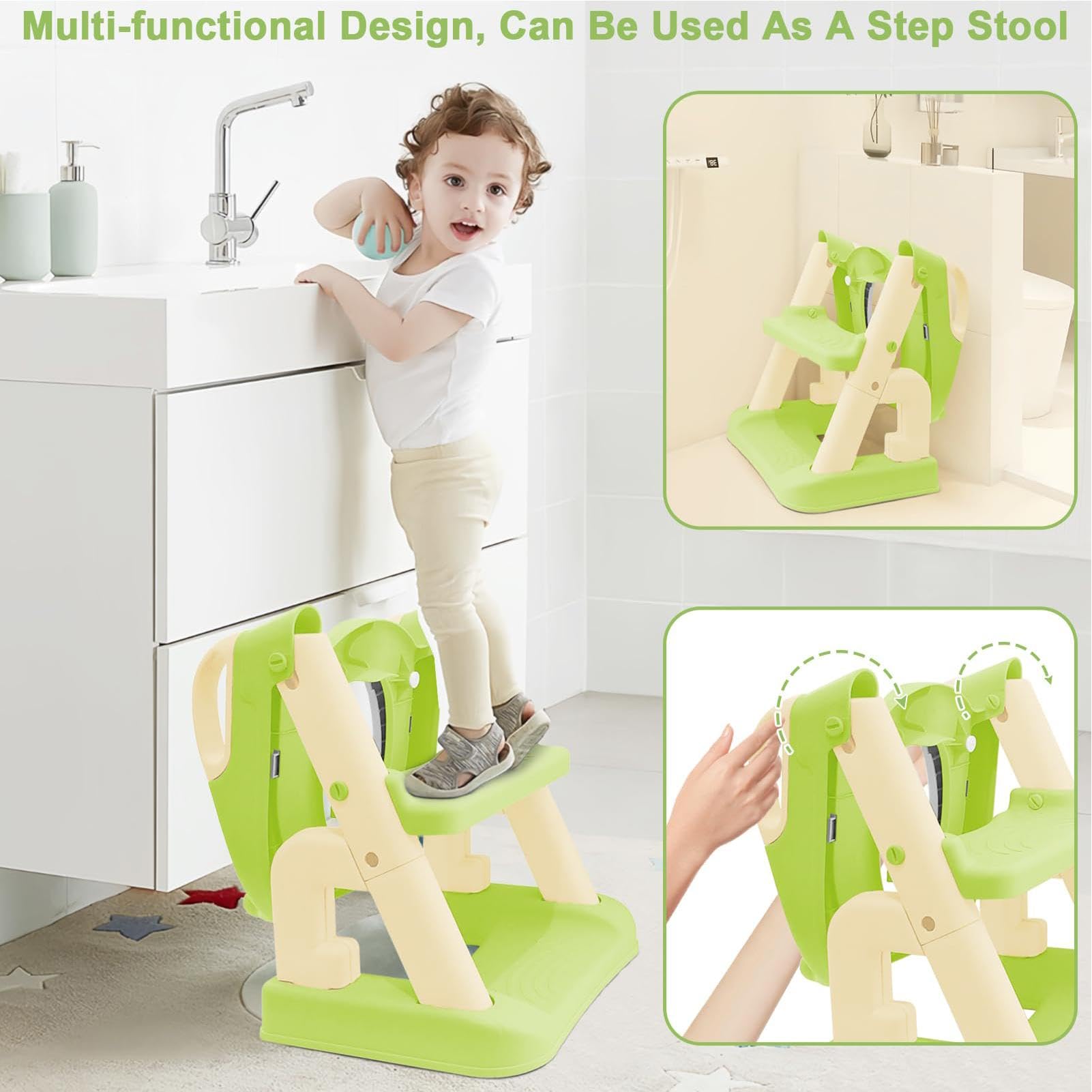 Asiento de inodoro para niños pequeños – Escalera plegable para silla de