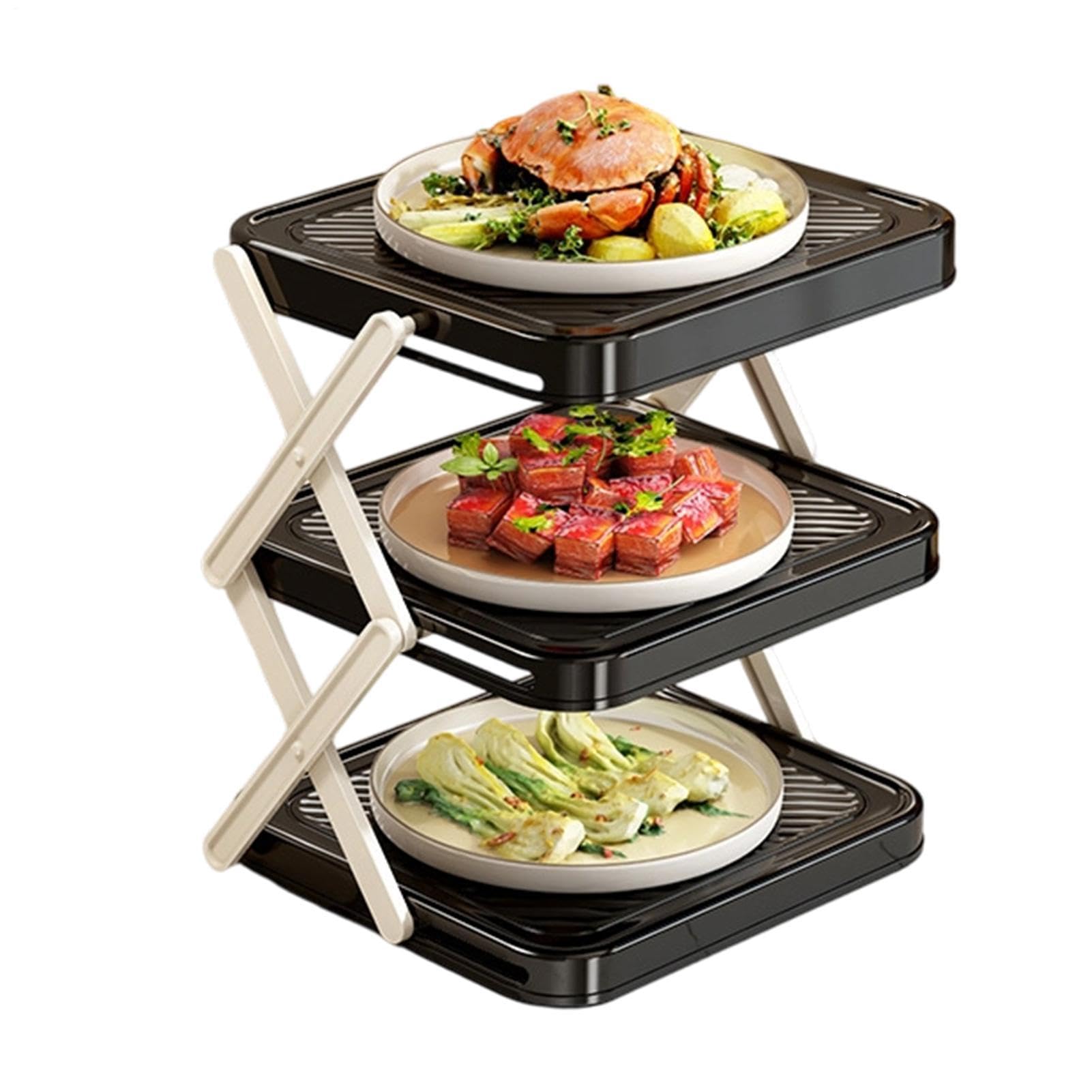 Bandeja de preparación multicapa de 22x20x26 cm estante plegable para encimera de cocina