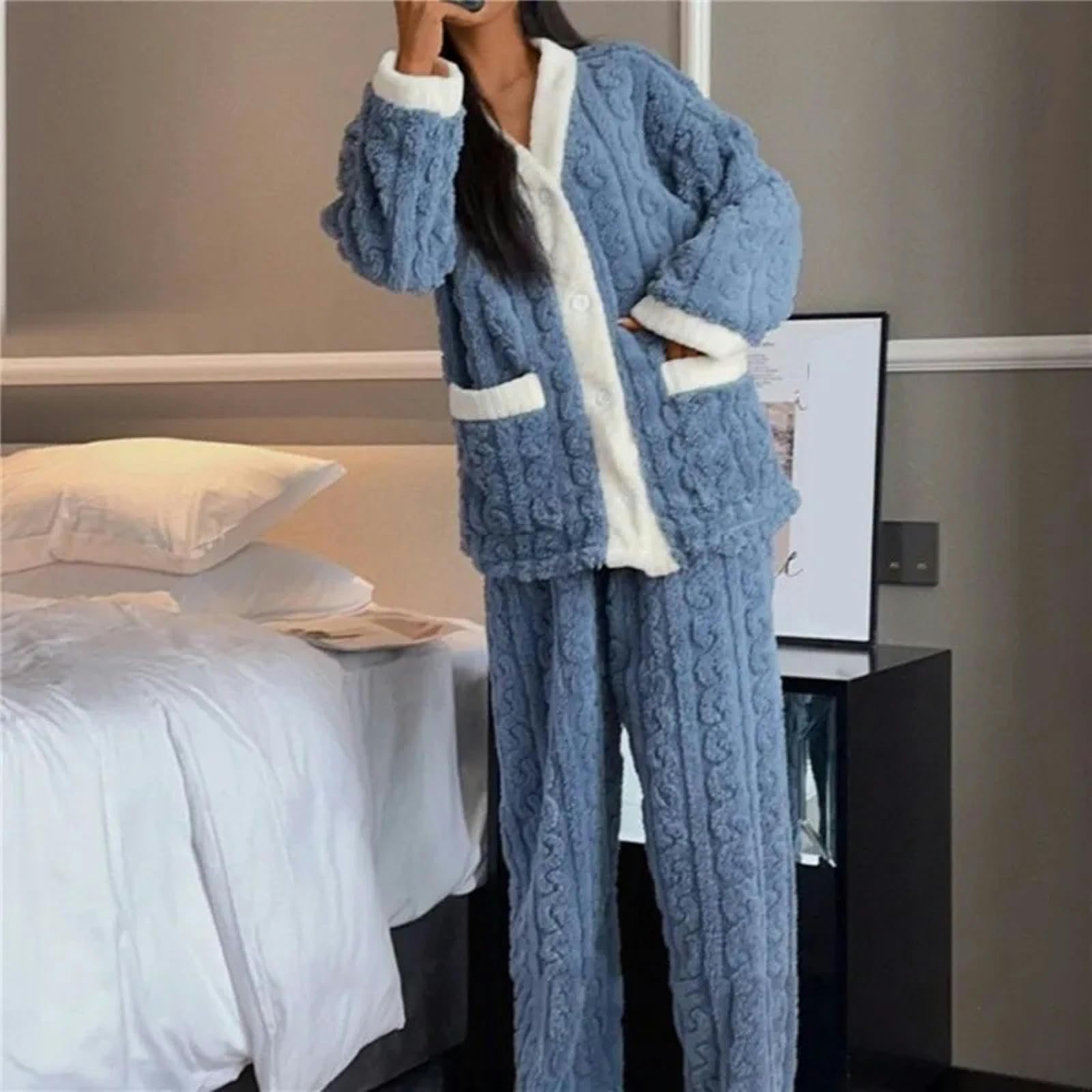 TEidea Pigiama Donna Invernale Pignaggio Invernale Donne: Set di Pigiami A Maniche Lunghe per Donne per Un Sonno Confortevole