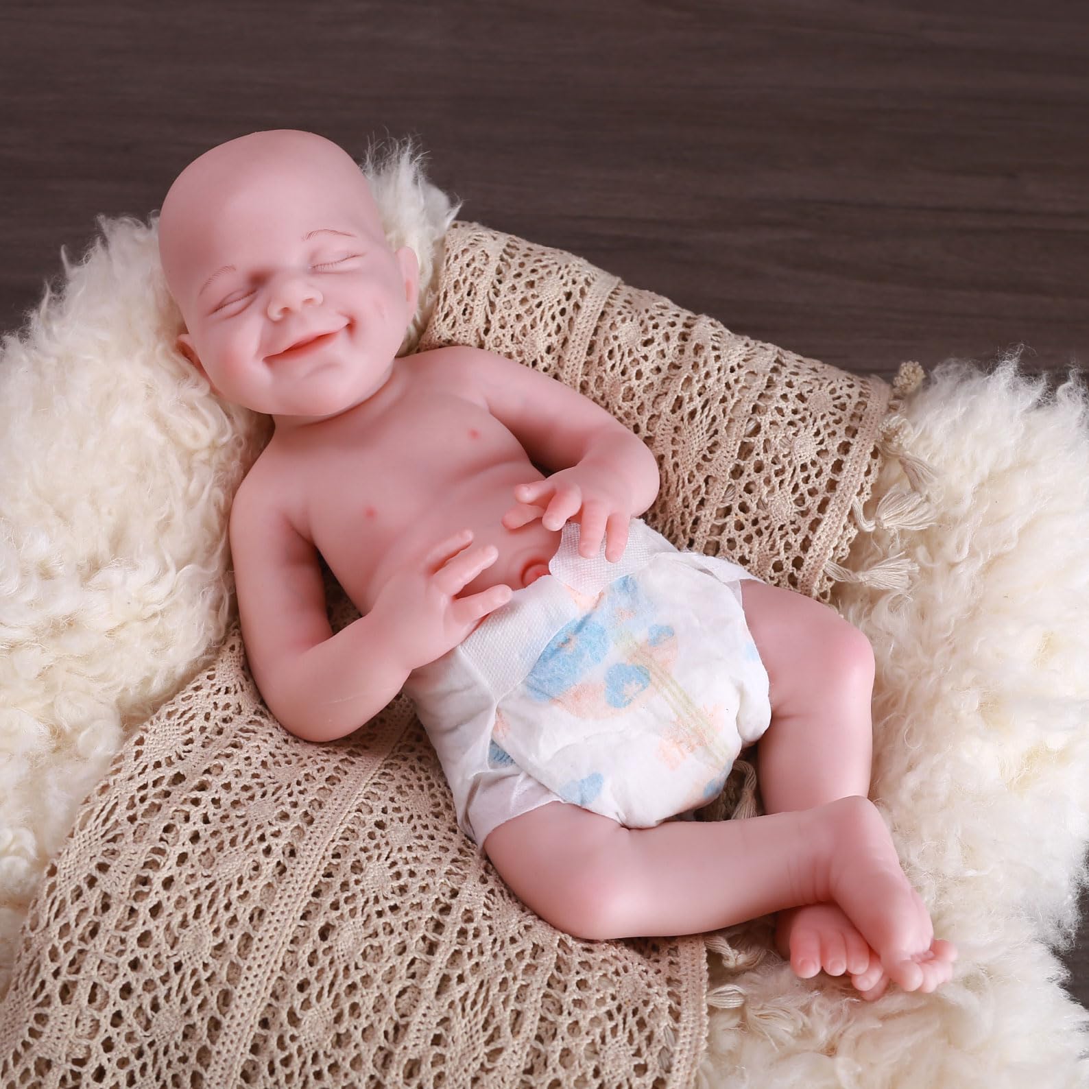 Farious 45CM Realistic Full Silicone Baby Doll, Lifelike Reborn Baby Dolls, Toy, and Collectible Bald Boy 024-D (Drink Water Boy) โ image 1