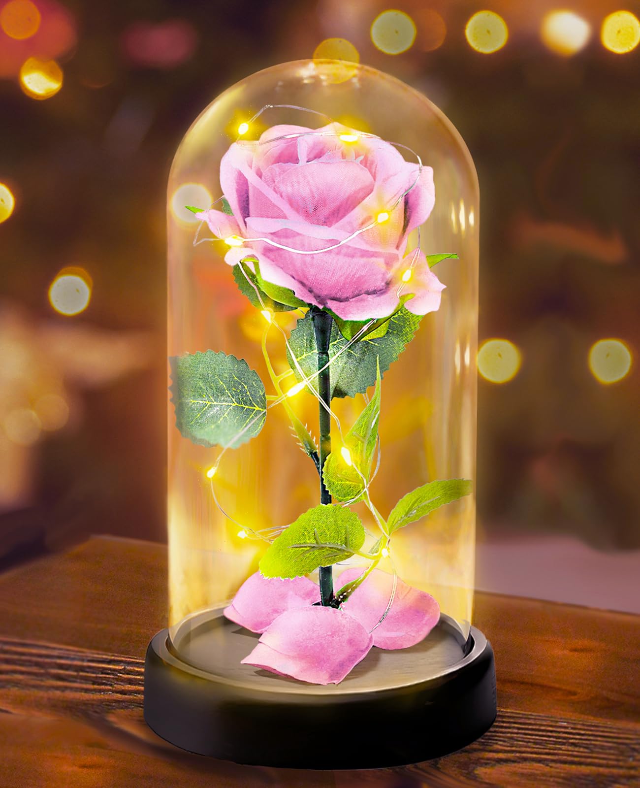 Moederdag, gestabiliseerd, echt cadeau voor dames met glazen koepel, cadeau voor Valentijnsdag, verjaardag, eeuwige roos, cadeau-ideeën, moeder, vrouw, vriendin, oma voor