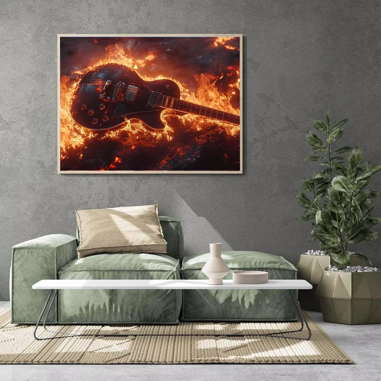 Malen Nach Zahlen Erwachsene Feuer Gitarre Malen Nach Zahlen Kinder ab 7, DIY Set Erwachsene Mit Knitterfreie Leinwand Und Acrylfarbe, Handgemalt Kreativität Set, Home Decoration 80x100cm s0ji-750