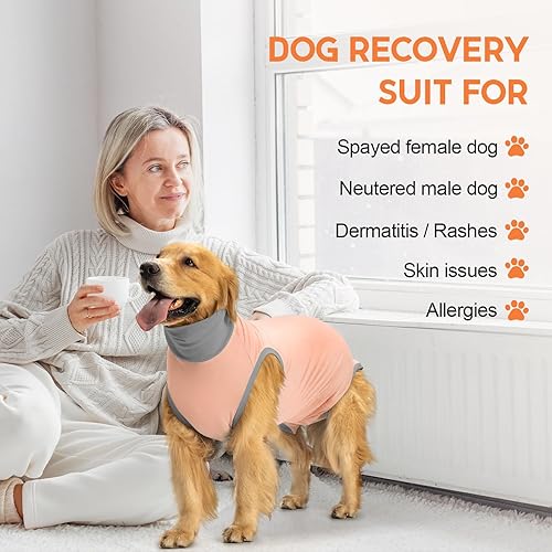 Miniatura 8 de Avont Traje de recuperación de cirugía para perros, mameluco para cachorros hembramacho, camiseta quirúrgica transpirable alternativa de cuello