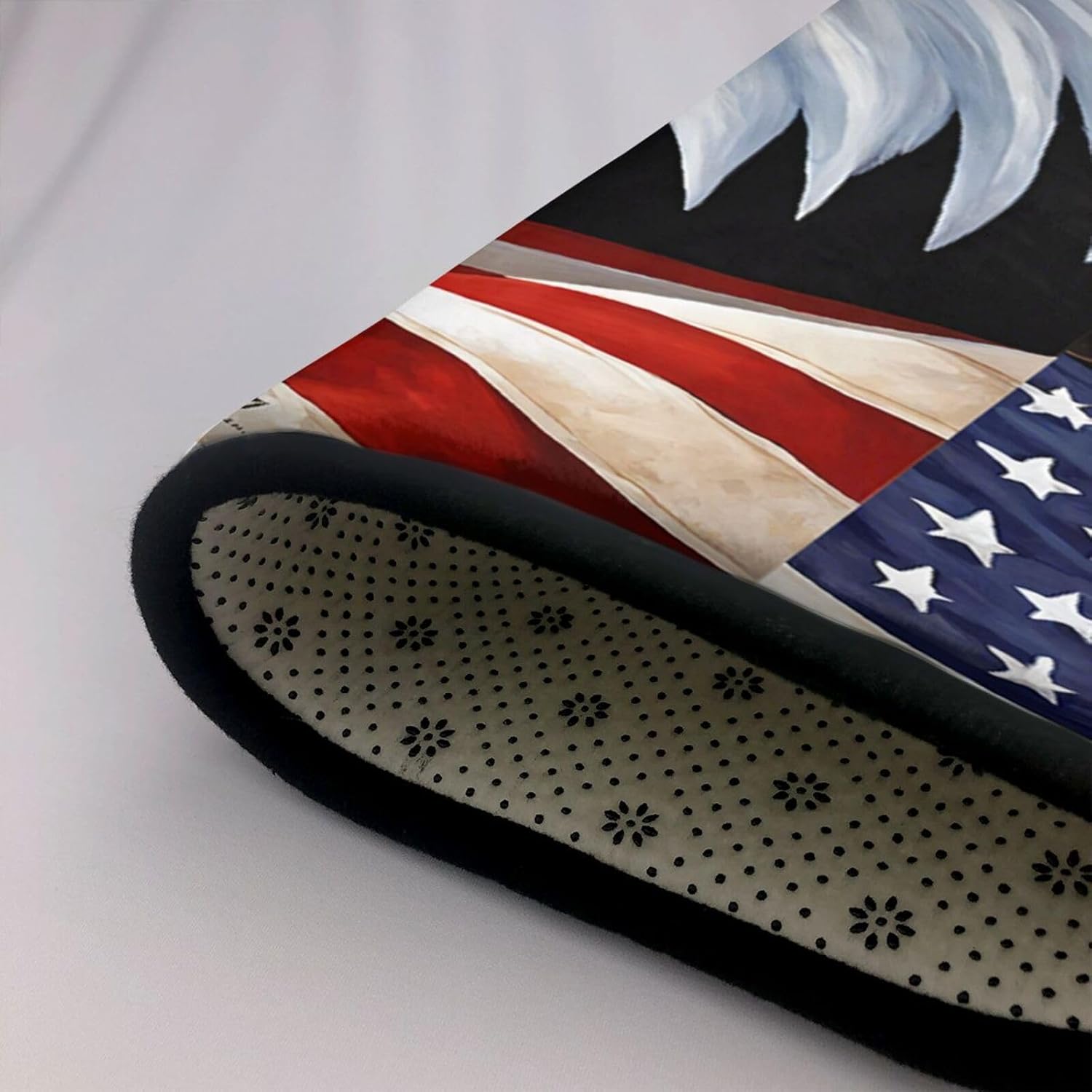 Flannel Non-Slip (Patriotic Bald Eagle with Flag) Rug Pad 80×50in Soft Washable Protective for Hardwood Floors Bedroom Bathroom Living Room